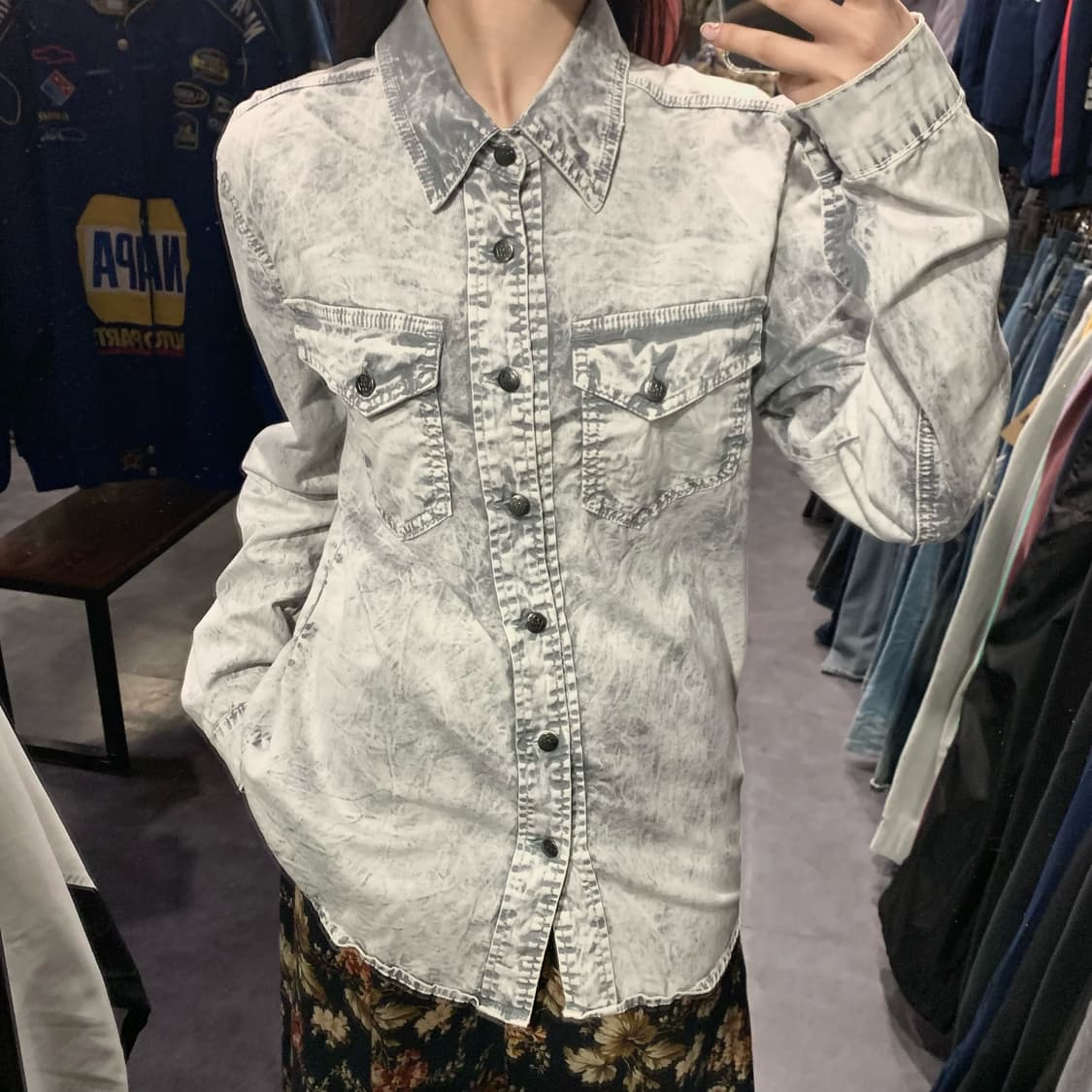 [IM] WOWLOOKZ 와우룩즈 애시드 워싱 셔츠 그레이 상품이미지1