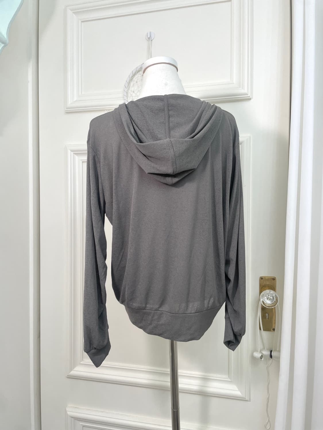 khaki sleeve shirring summer hoodie-zip 상품이미지3