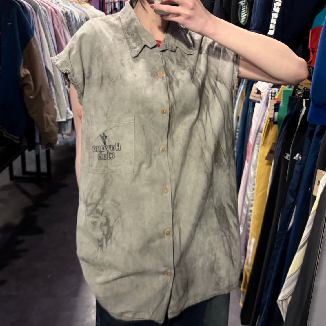 [IM] vtg 타이다이 바이크 프린팅 컷오프 셔츠 베스트 그레이 상품이미지4
