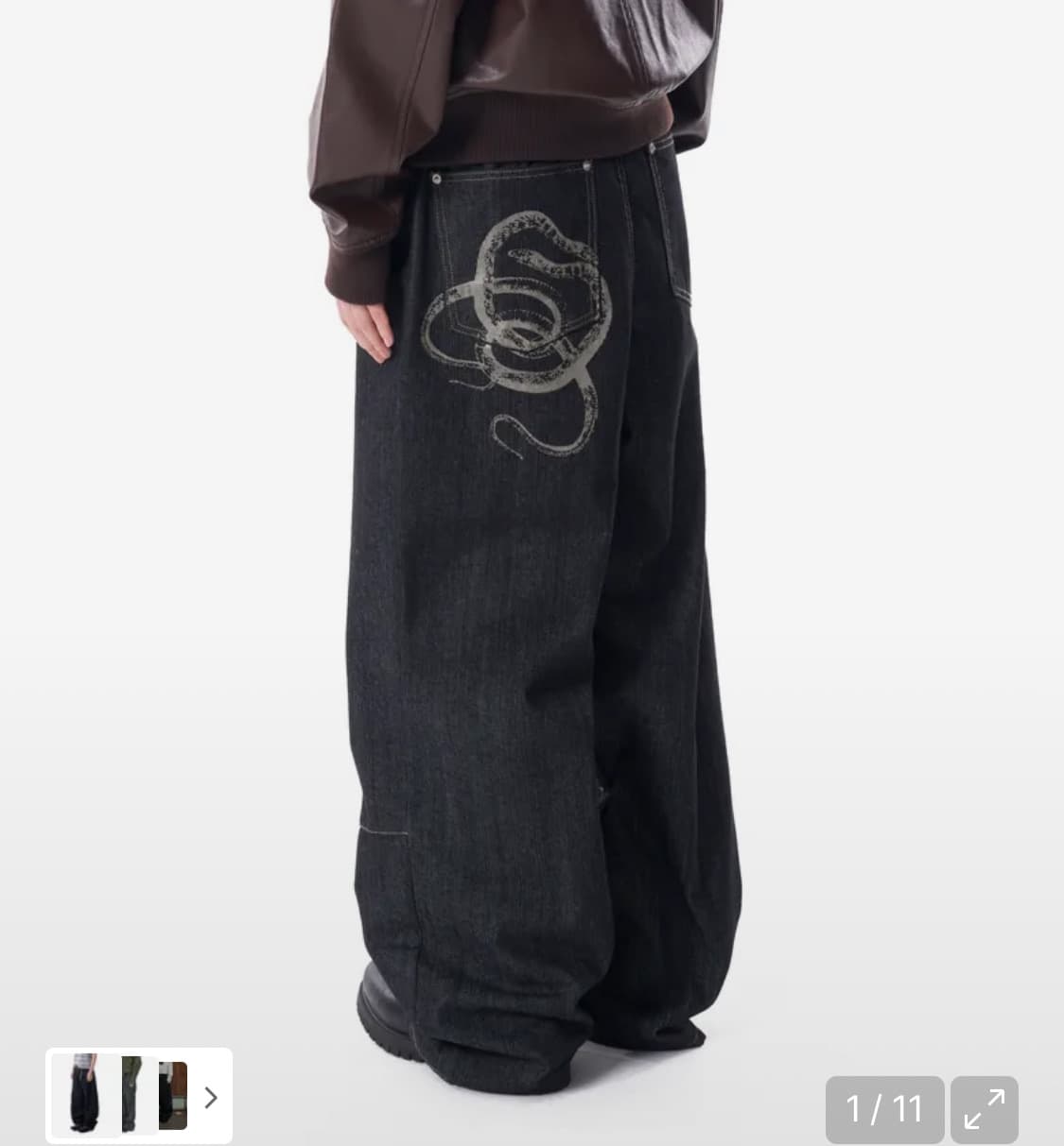 아캄 스네이크 프린트 데님 팬츠 상품이미지1