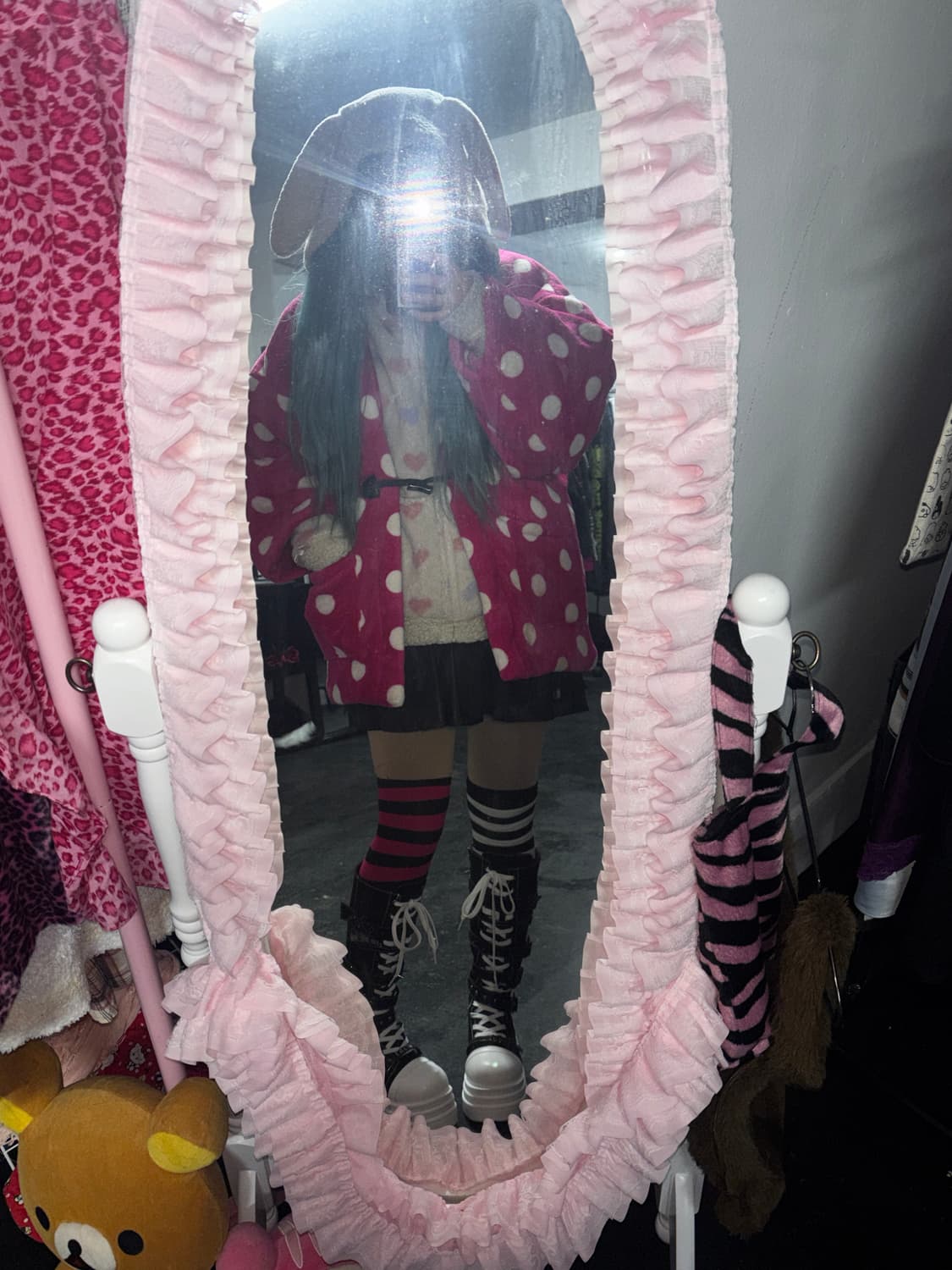 핫핑크 도트 패턴 하오리 가디건 상품이미지7