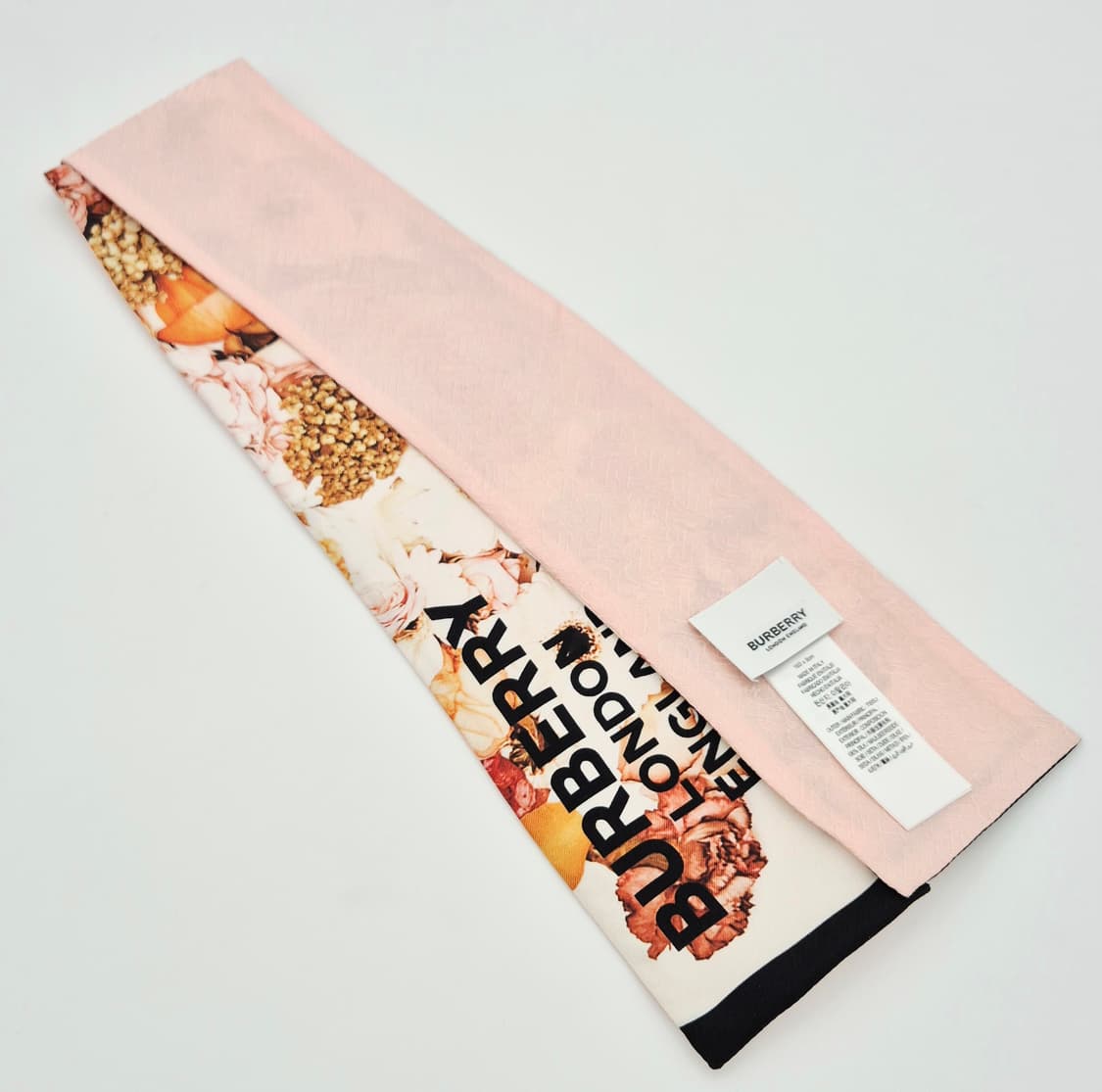버버리 플로럴 실크 트윌리 스카프 핑크 상품이미지3