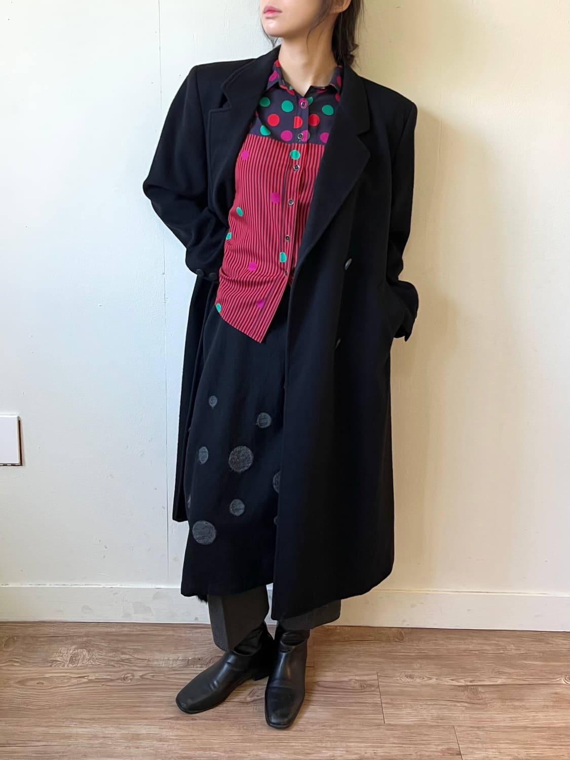 HERNO 울 & 캐시미어 블랙 더블 코트 상품이미지7