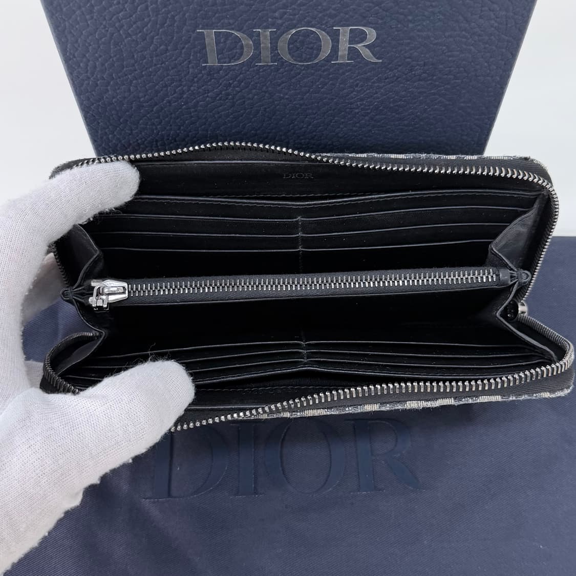 [A급/OS] 디올 오블리크 지퍼돌이 장지갑 베이지 상품이미지5