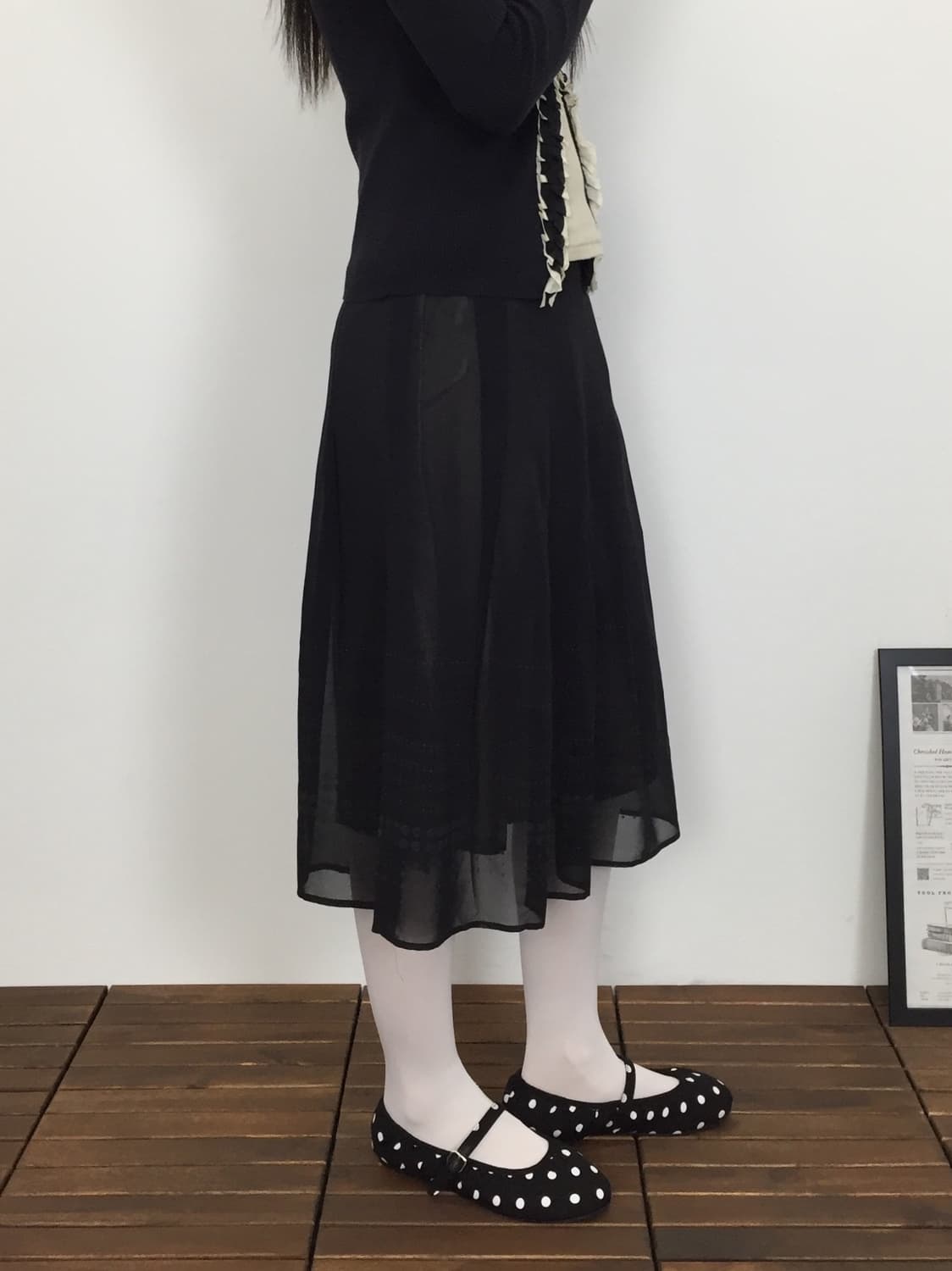  'Bamboo' Black Dotted Midi Skirts 상품이미지2