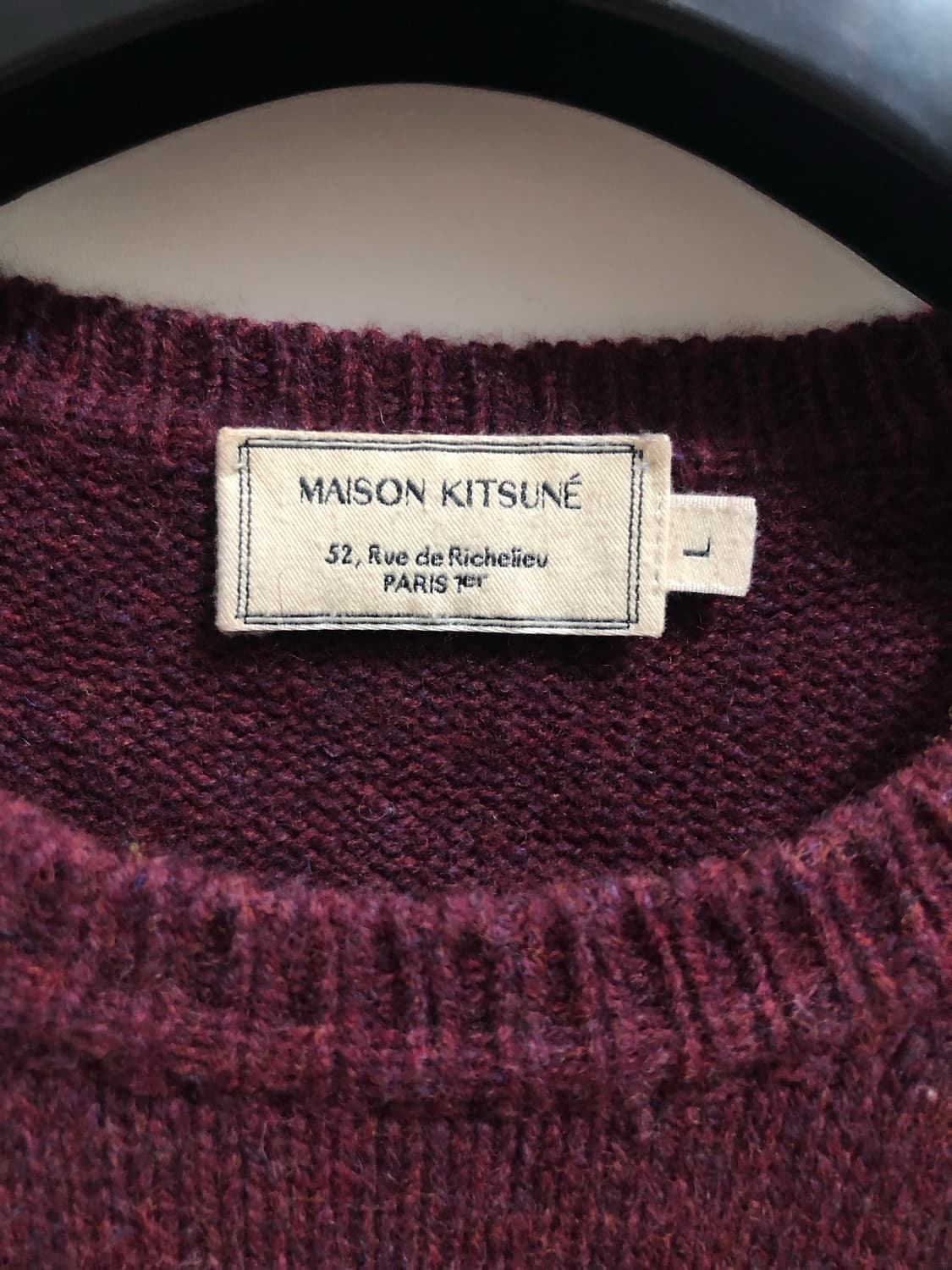 [남성L] 메종키츠네 폭스헤드 니트 버건디 상품이미지4