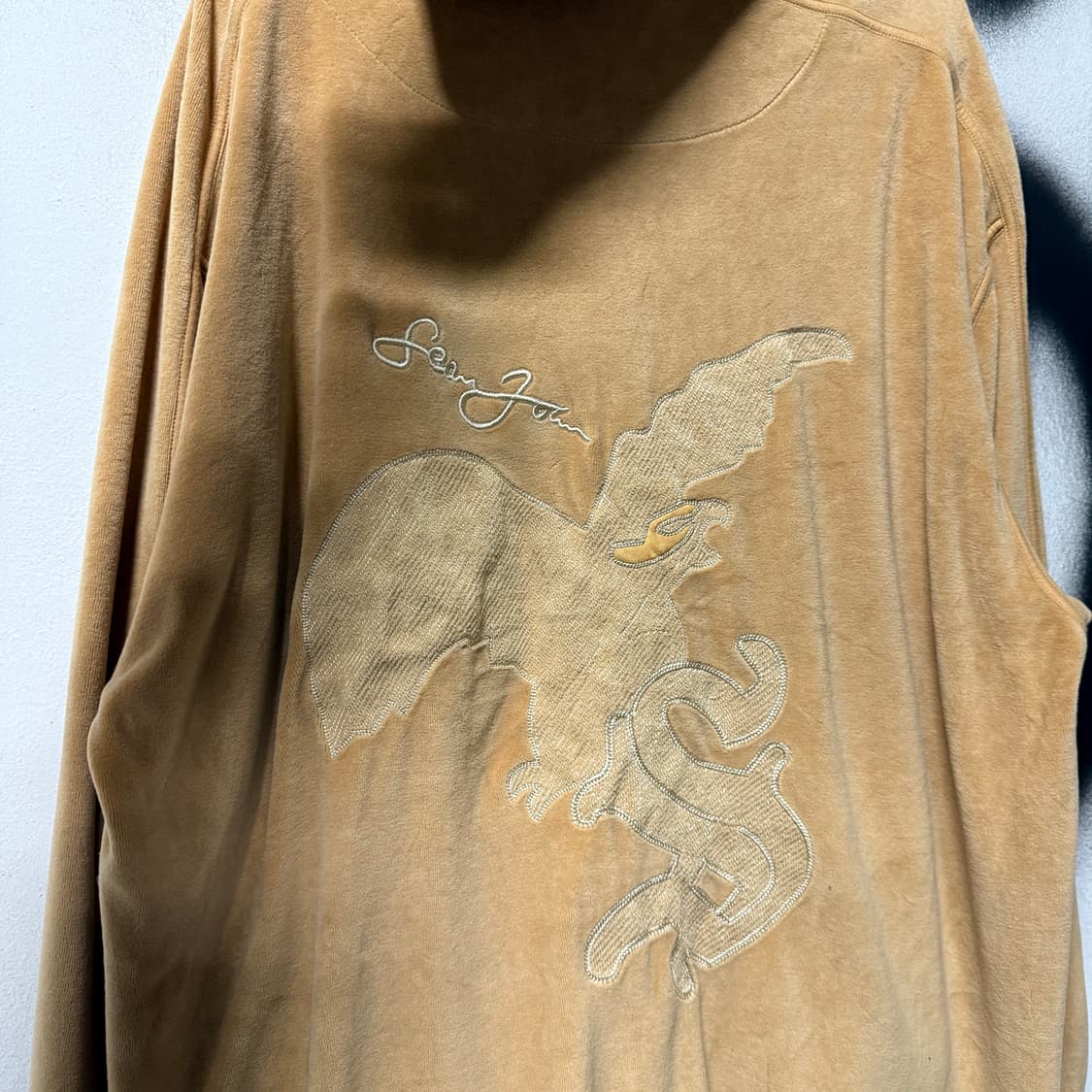 Sean John 빅사이즈 션존 풀 자수 디테일 벨벳 집업 후디 카멜 상품이미지6