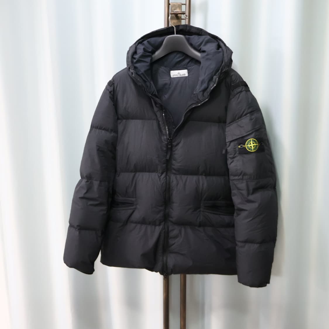 스톤아일랜드 크링클랩스 블랙 나일론 후드 패딩 XXL/110 상품이미지3