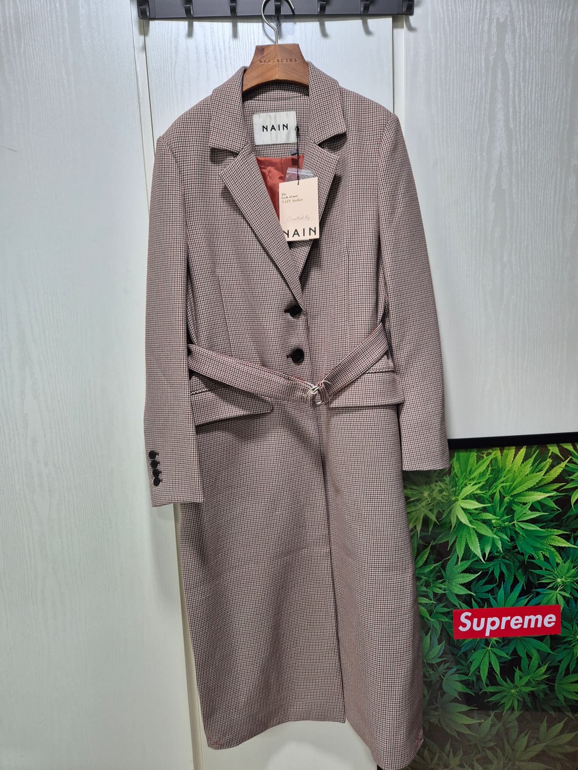 NAIN 체크 벨트 롱 코트 상품이미지1