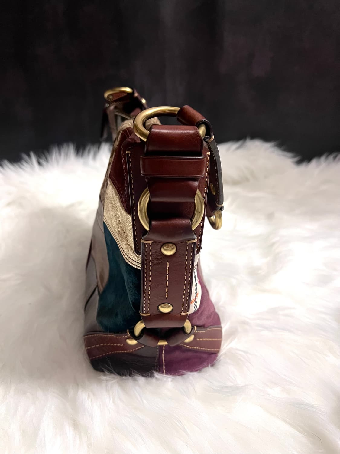 90s coach 패치워크 아카이브 레더 스웨이드 숄더백 토트백 상품이미지6