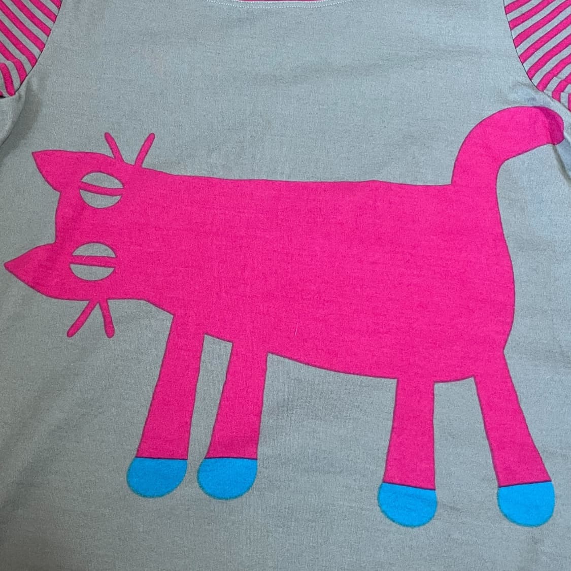 고양이🐾 그레이&핑크 빈티지 스트라이프 티셔츠 상품이미지4