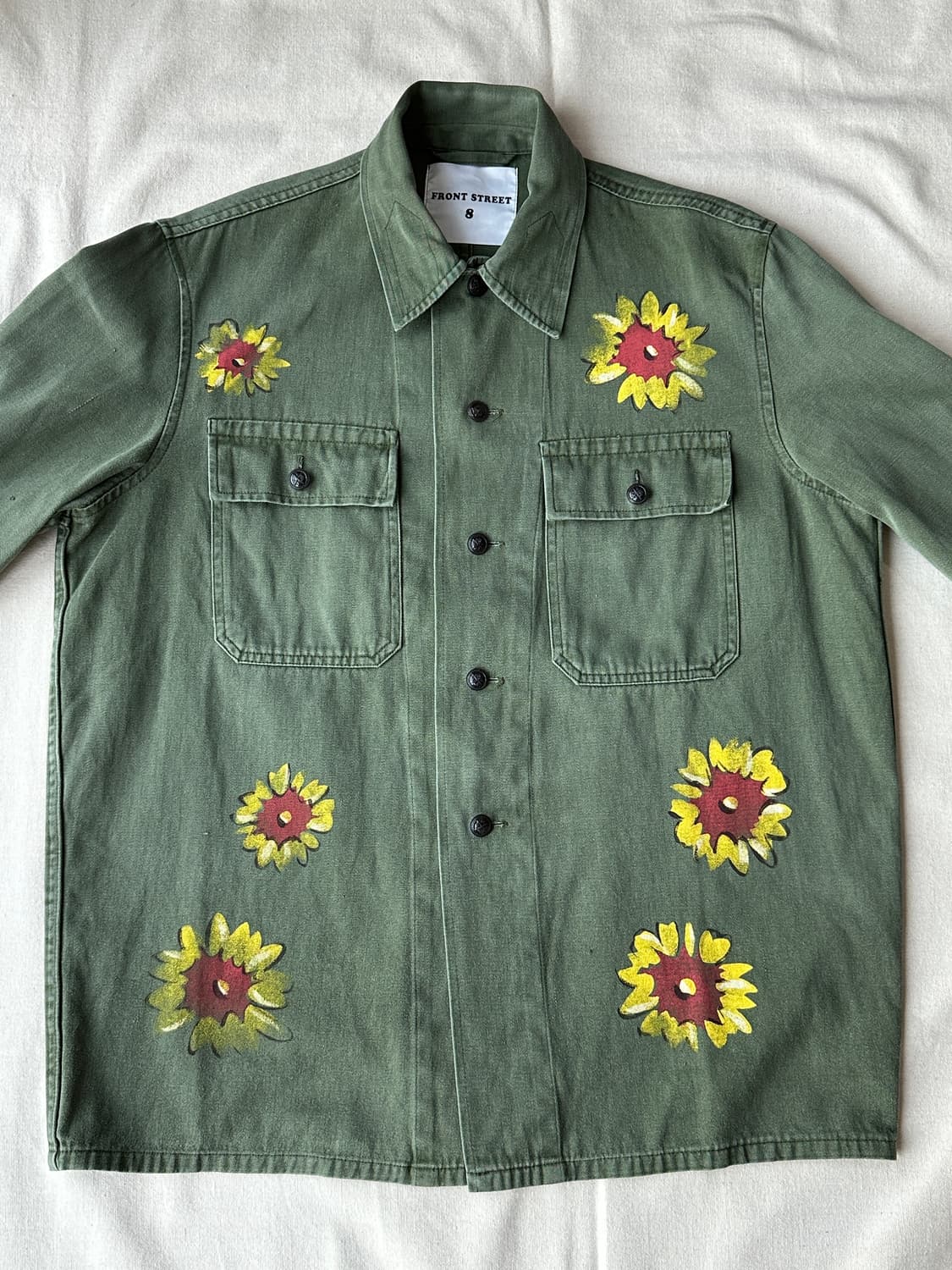프론트 스트리트 8 플라워 밀리터리 셔츠 100 made in Italy 상품이미지6