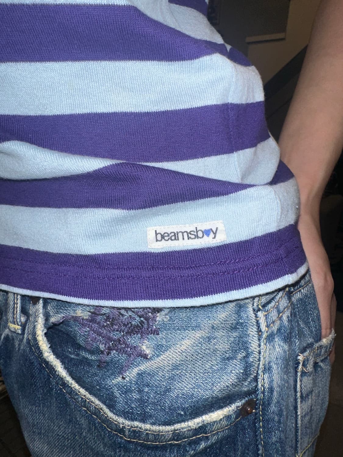 Old Beams Boy stripe pattern short T 상품이미지6