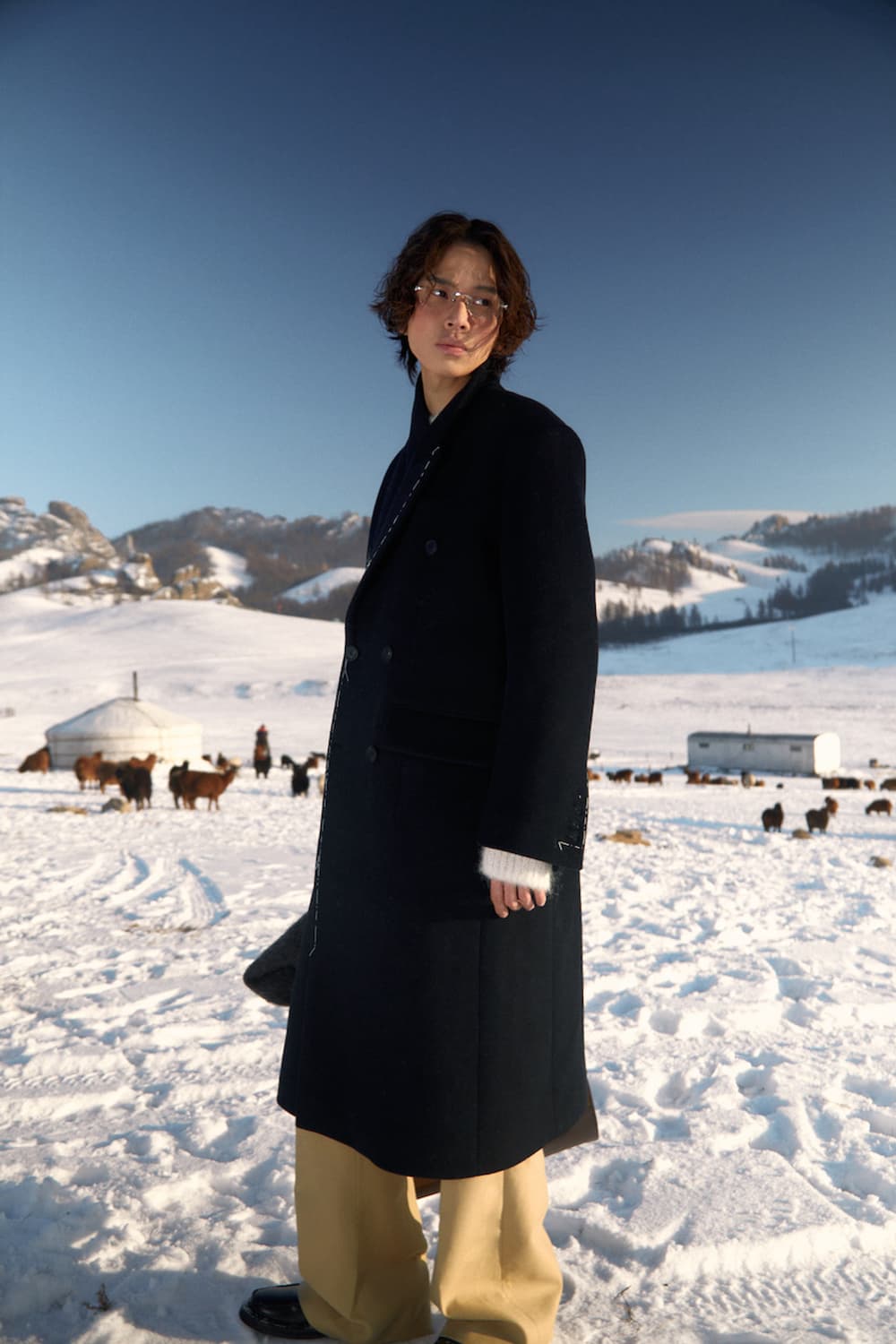 [L] STU 핸드 스티치 더블 코트 블랙 상품이미지9