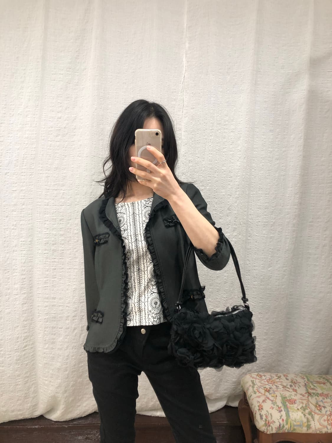 Lovely frill charcoal jacket 상품이미지4