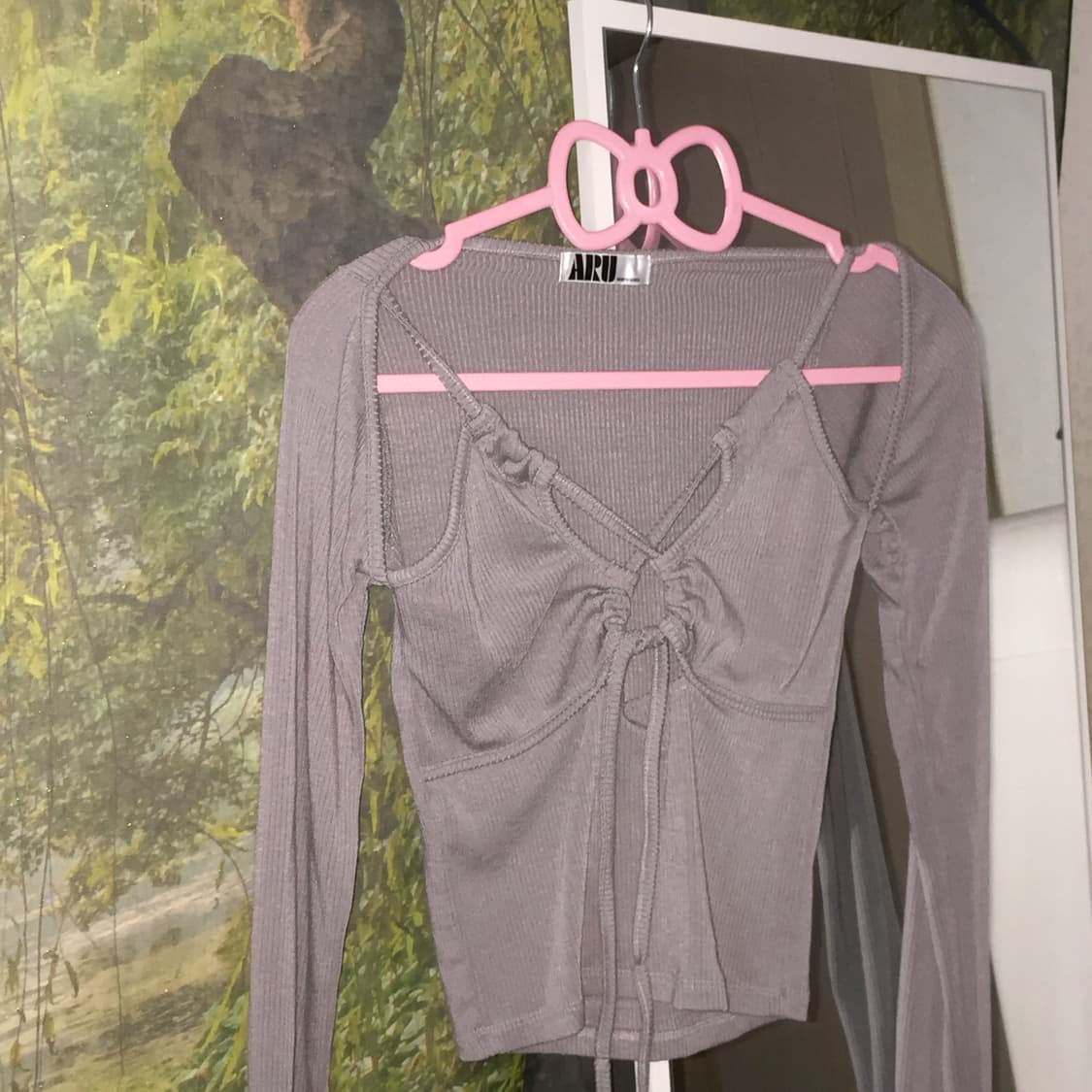 키코 요피 스트링 크롭 긴팔 티셔츠 갸루 오네갸루 y2k 미스치프 상품이미지3