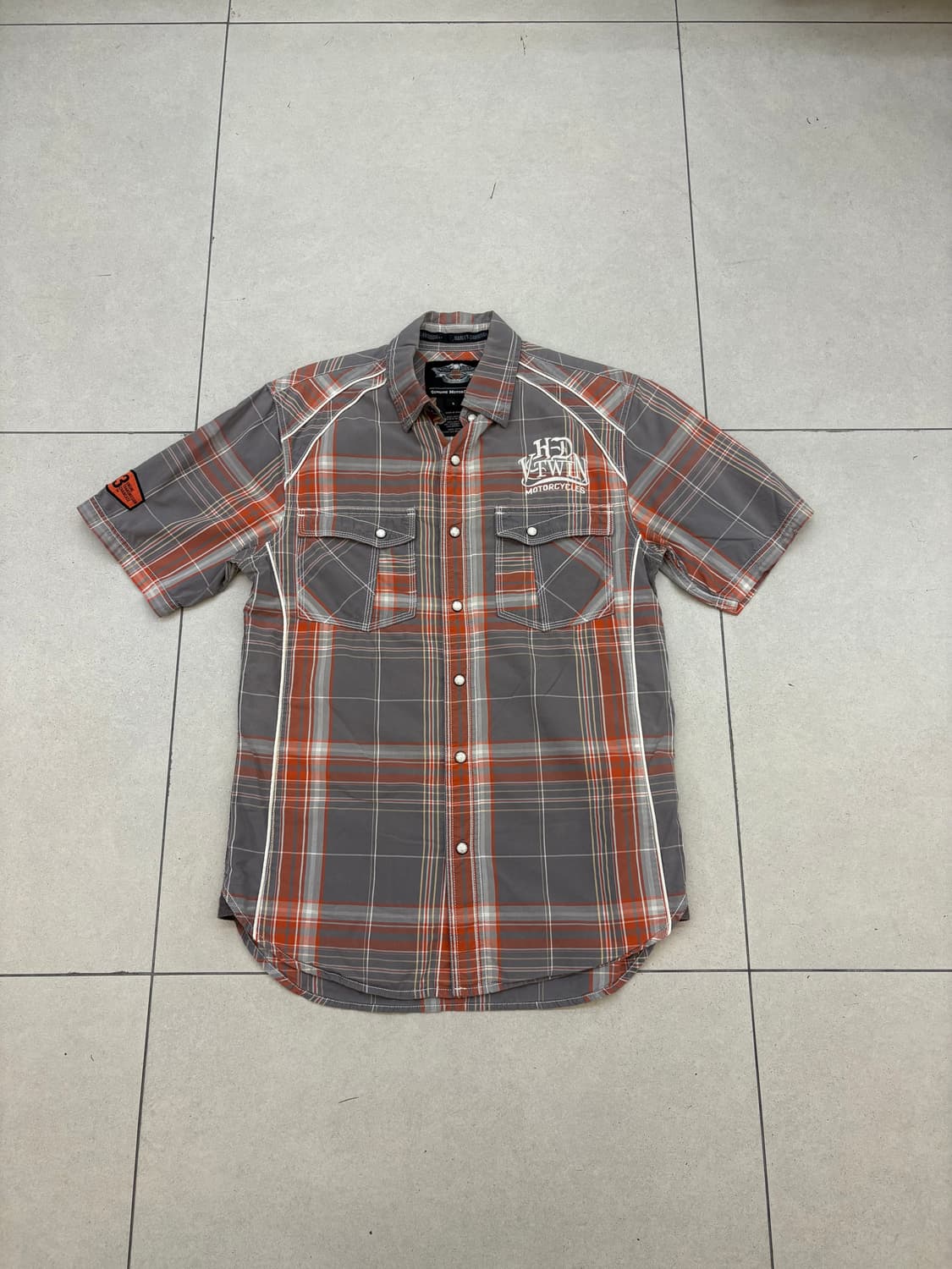 할리데이비슨 반팔 체크 카라 셔츠 상품이미지3