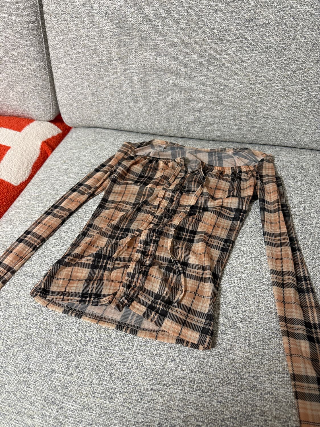 체크 시스루 블라우스 상품이미지2