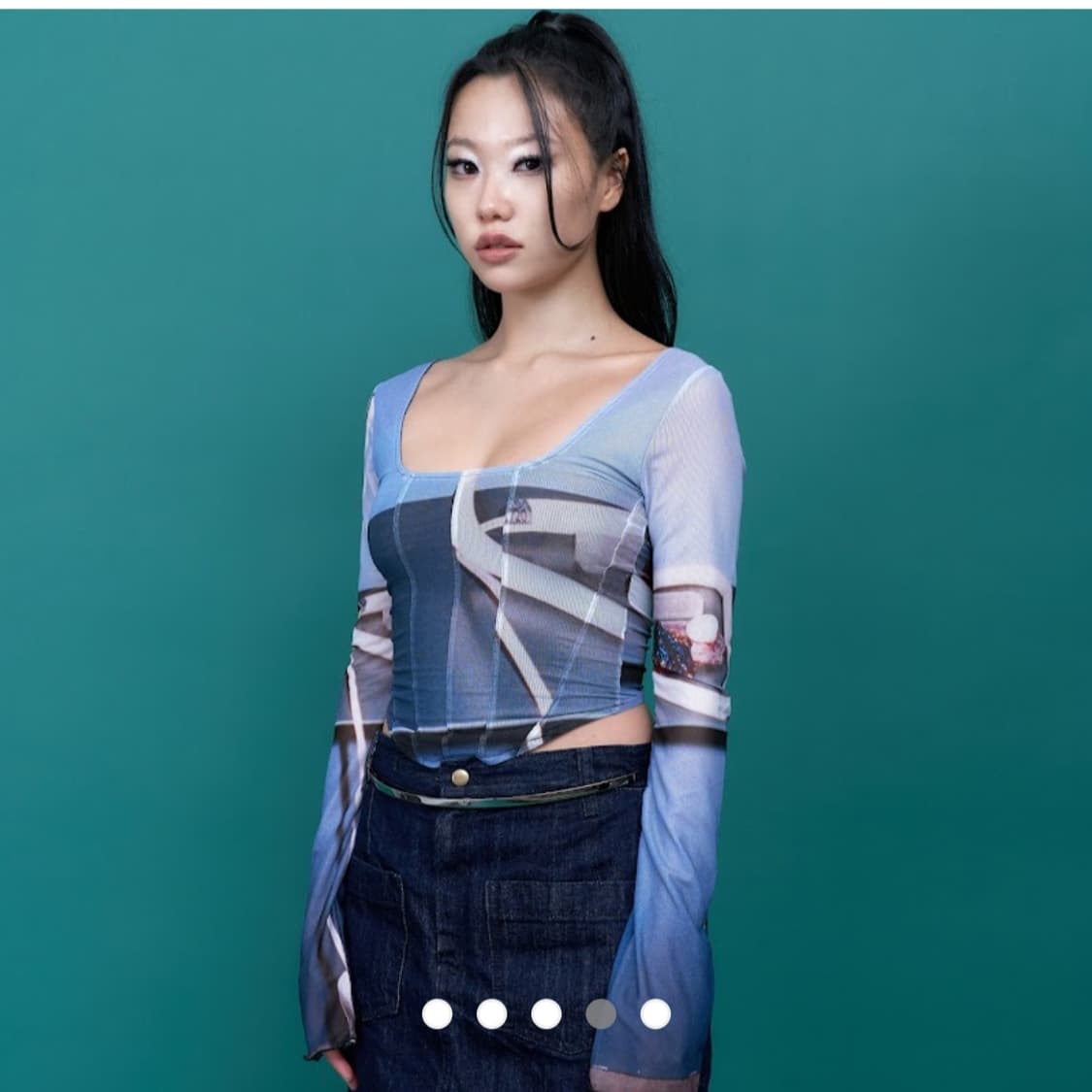 디와이도샵 Gem stone Mesh corset long sleeves 상품이미지2