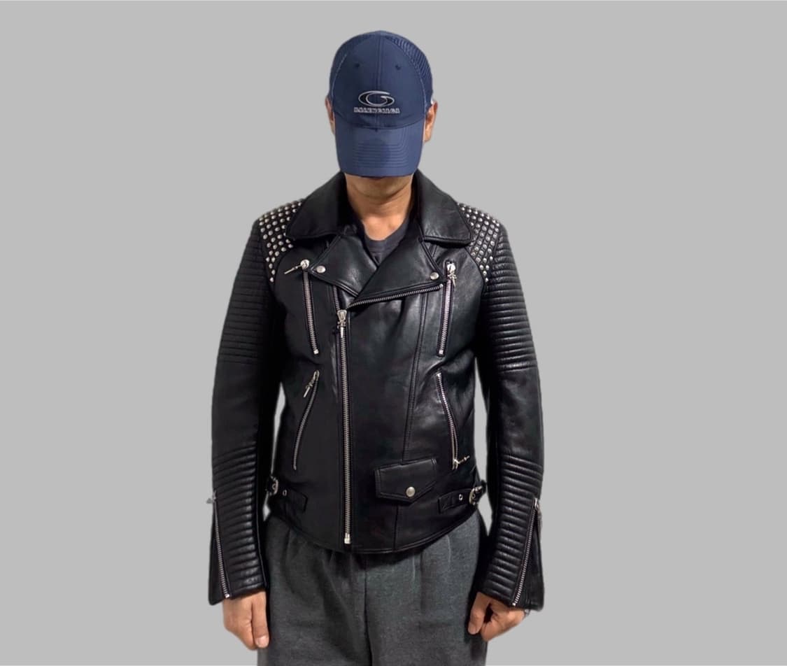 체사레파치오티 송아지가죽  스터드 바이커자켓 상품이미지1