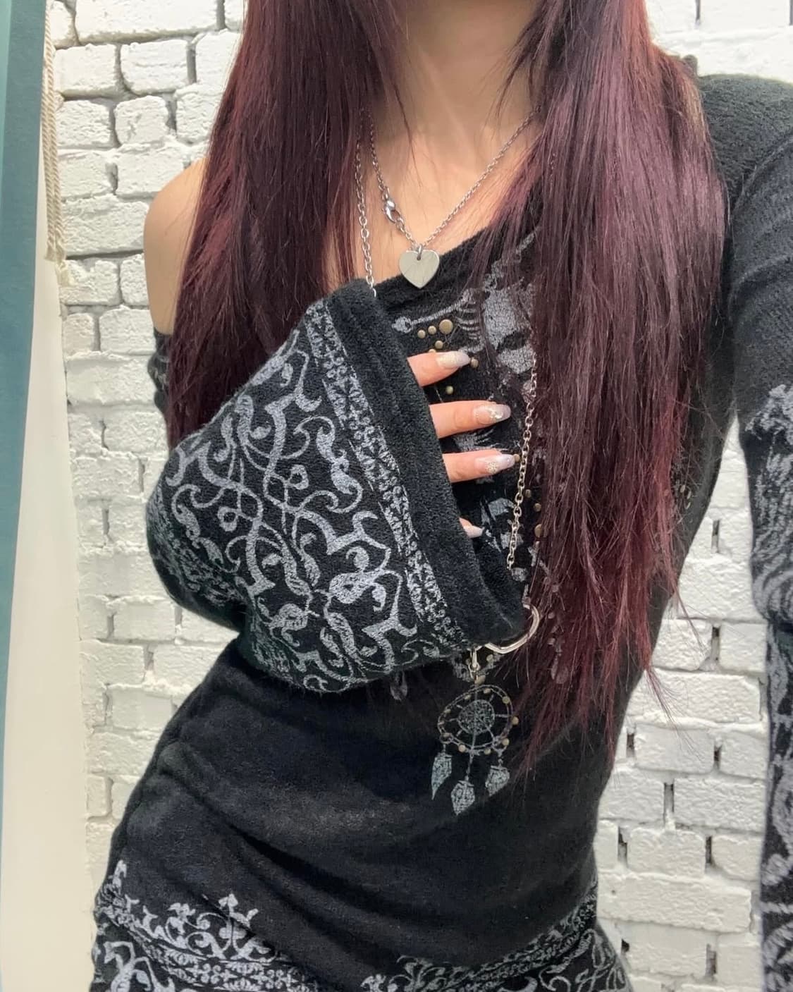 Oriental Pattern Bootcut Detail Dress 상품이미지1