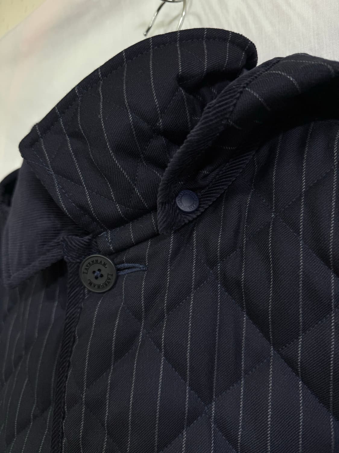 라벤헴 스트라이프 울 퀼팅 자켓 네이비 (lavenham) 상품이미지3