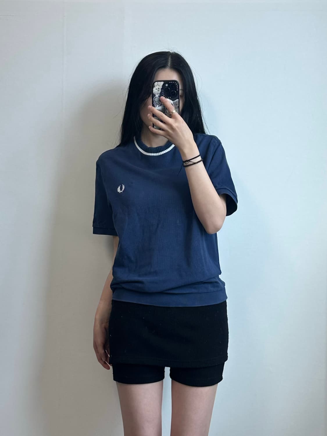 프레드페리 월계수 네이비 반팔 코튼 니트 상품이미지1