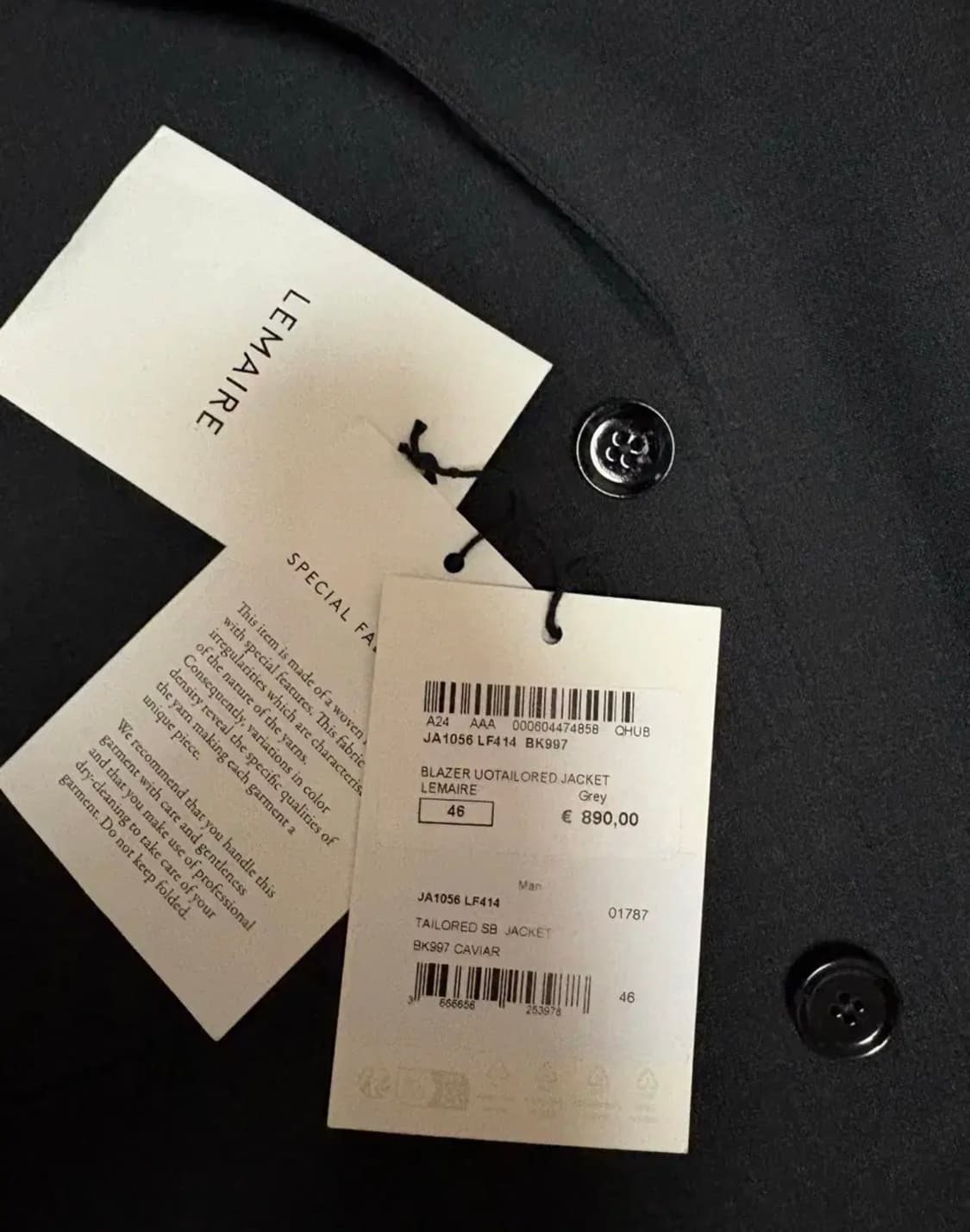 25ss 르메르 테일러드 싱글 브레스티드 자켓 캐비어 상품이미지6