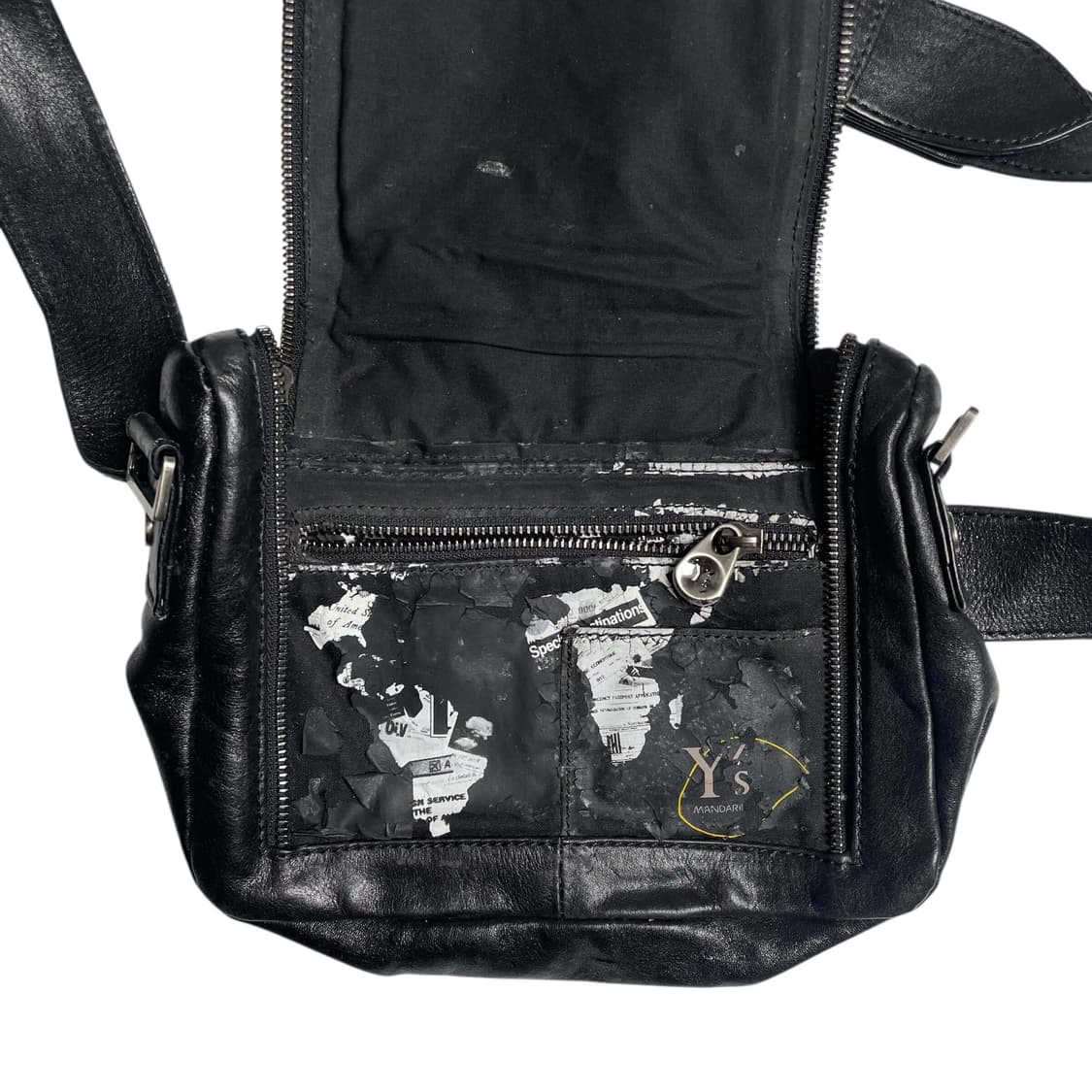 Y's 만다리나덕 맵 페인트 코팅 레더 벨트백 상품이미지3