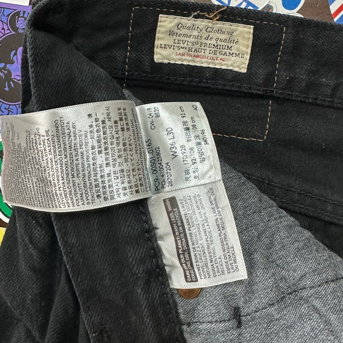 리바이스 501 블랙 진 데님 팬츠 36 상품이미지8