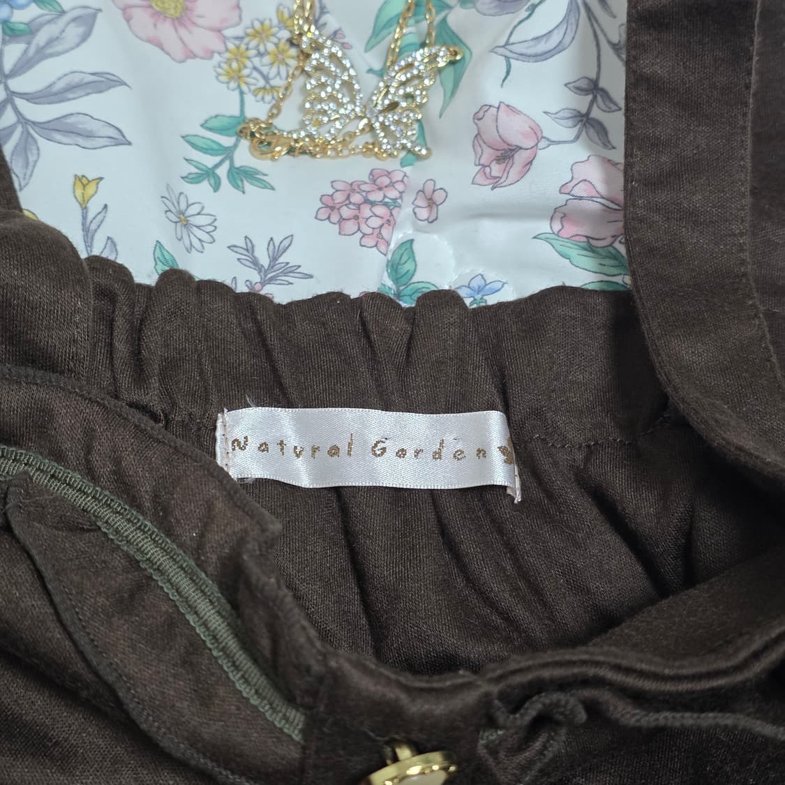 일본빈티지)초코라떼히메갸루st 플로럴 리즈리사깔 레이스 슬리브리스 상품이미지4