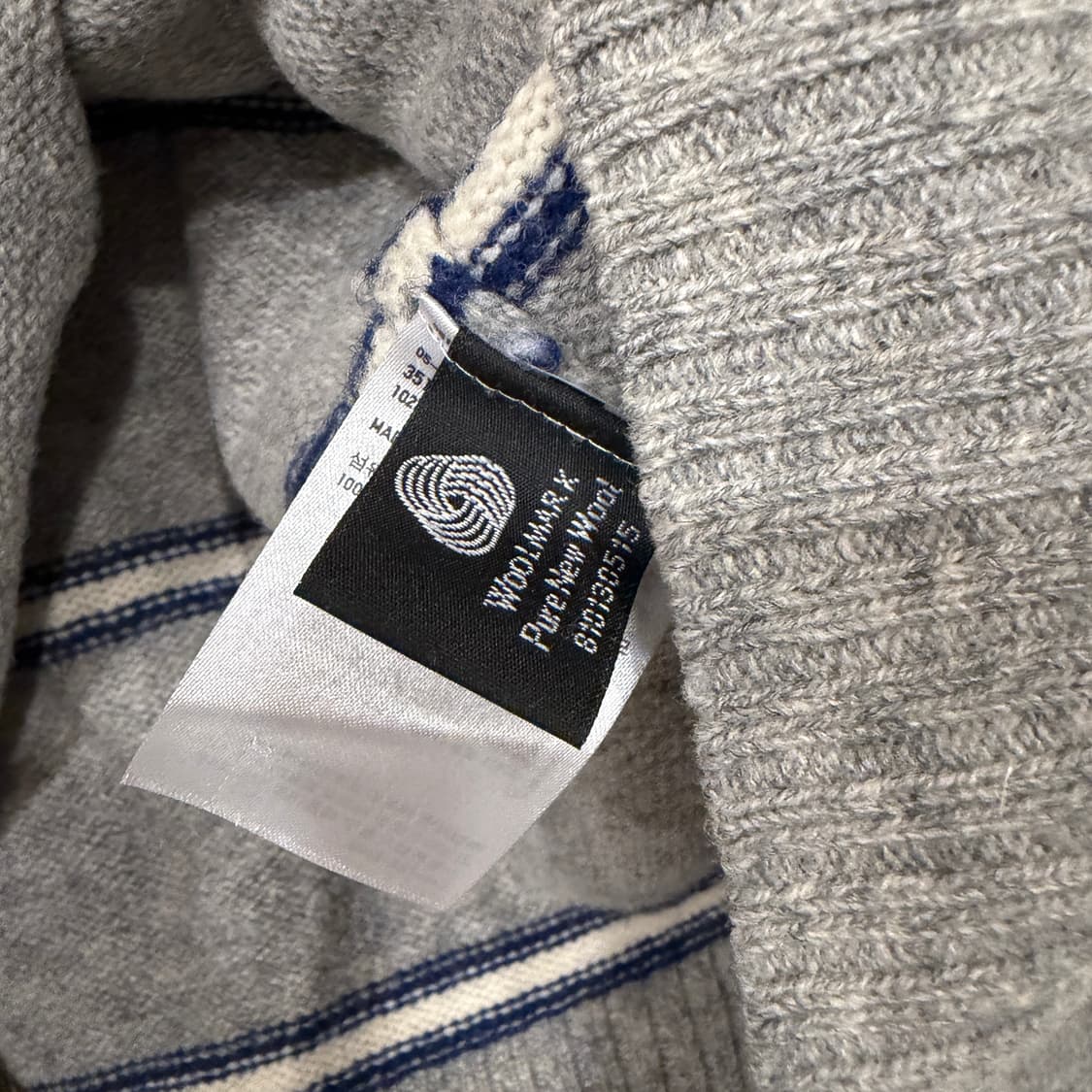 유니클로 스트라이프 울100% 니트 L 그레이(W) 상품이미지4