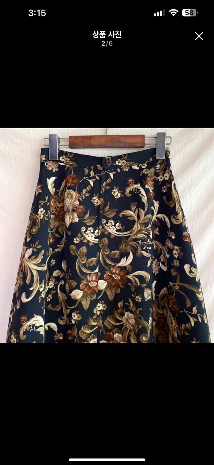 빈티지 플라워 패턴 플레어 롱스커트 롱치마 상품이미지2