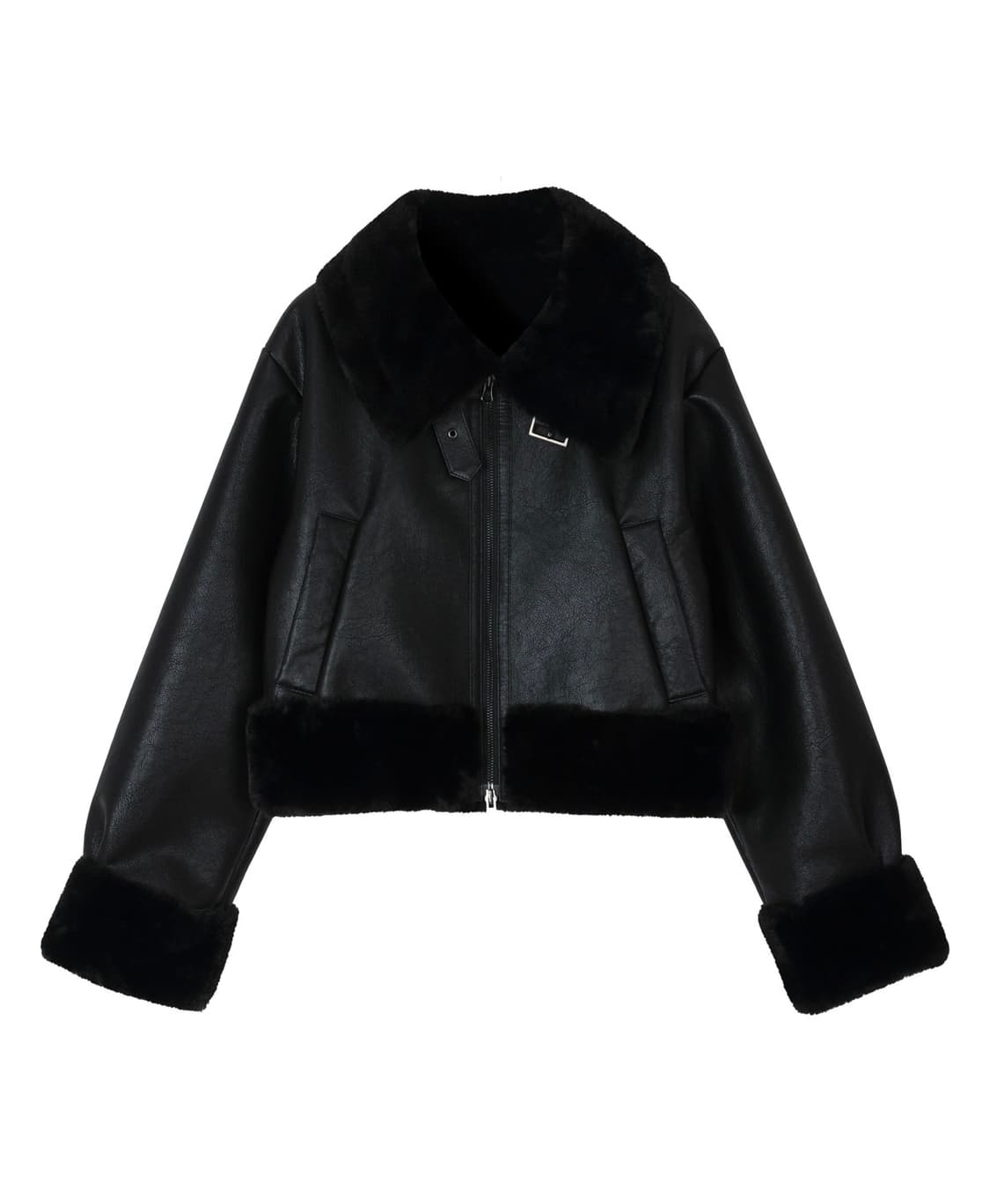 보헤미안서울 보헴서 하이넥 숏 무스탕 블랙 상품이미지1