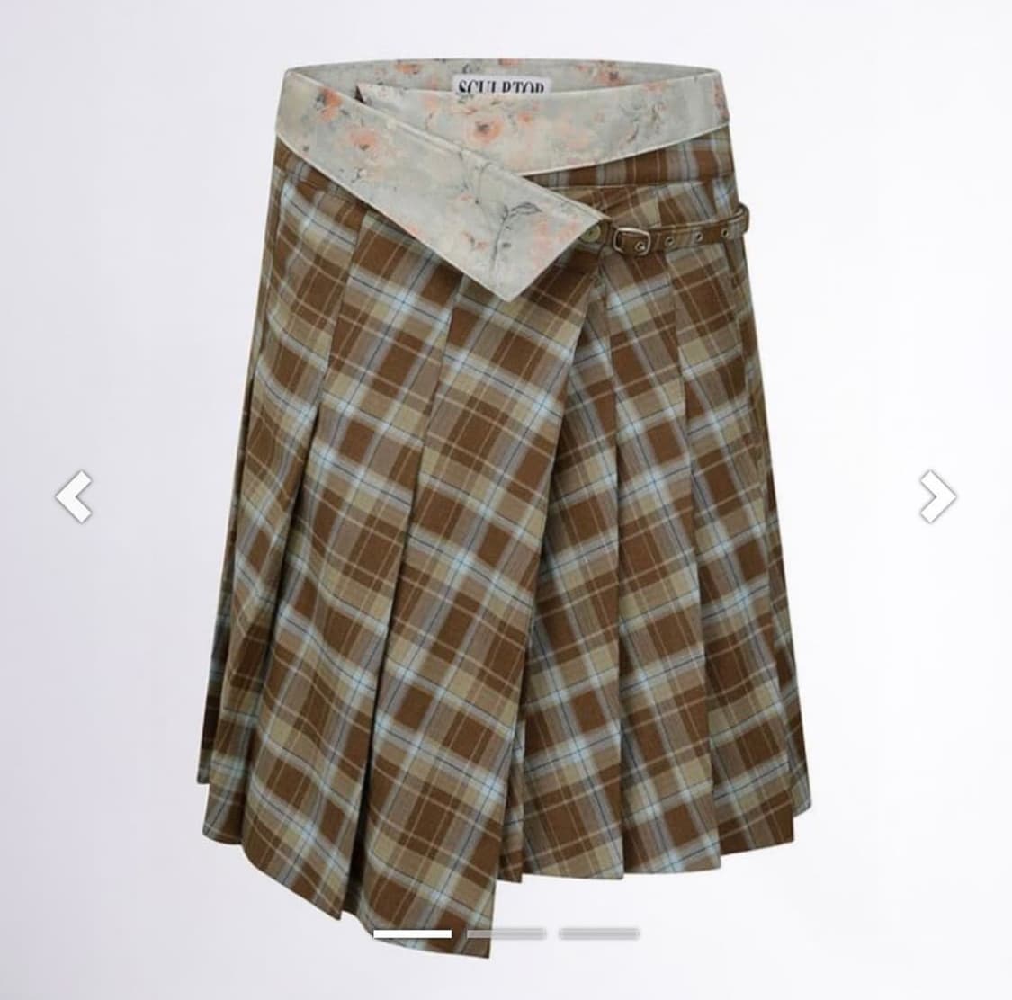 스컬프터 Folded Waist Plaid Skirt Blue Check 상품이미지1