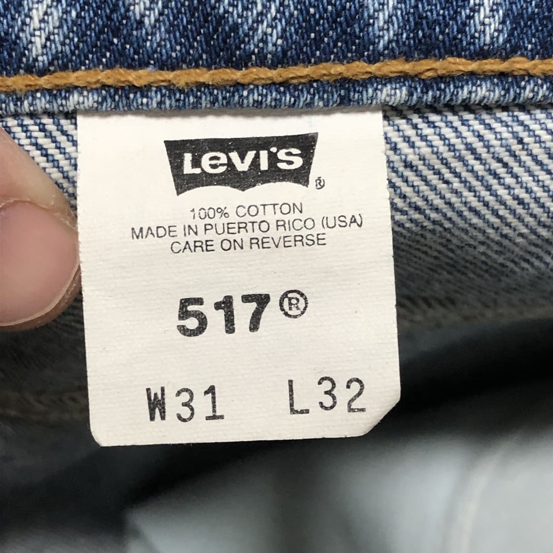 (31) 90's 리바이스 517 미국제 오렌지탭 부츠컷 연청 데님 상품이미지6