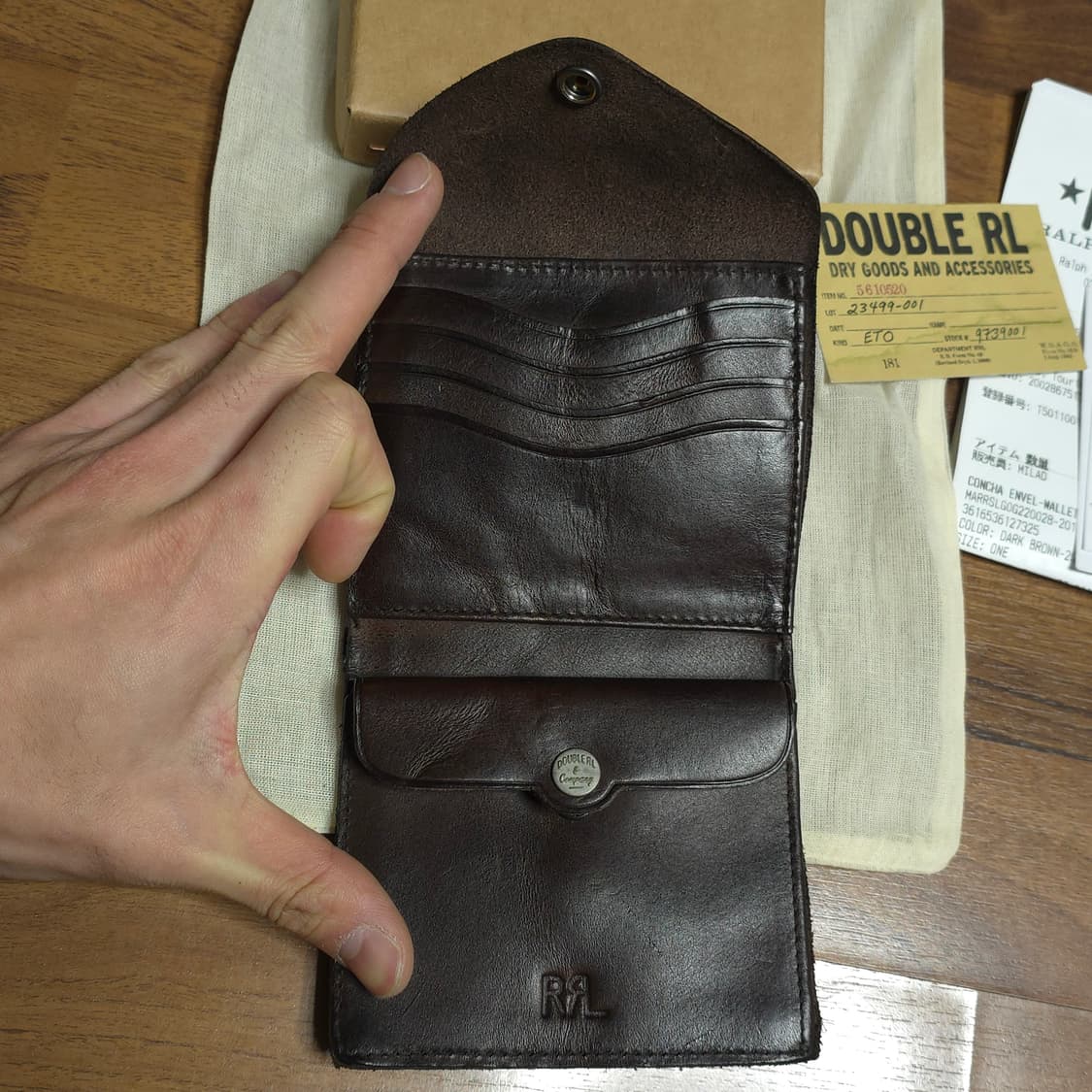 RRL 콘초 소가죽 반지갑 브라운 더블알엘 상품이미지3