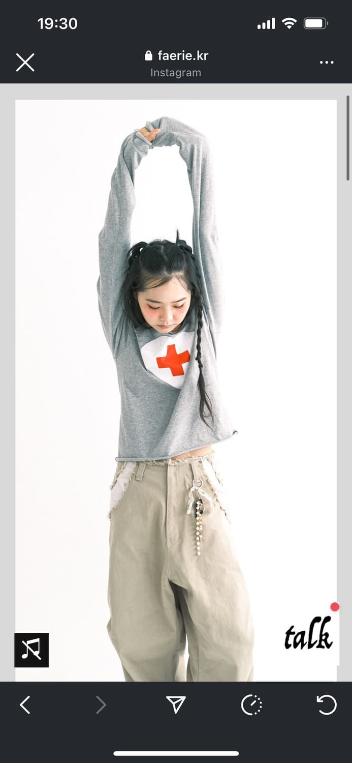 샵페어리 체리쉬 컷 오프 티셔츠 멜란지그레이 상품이미지1
