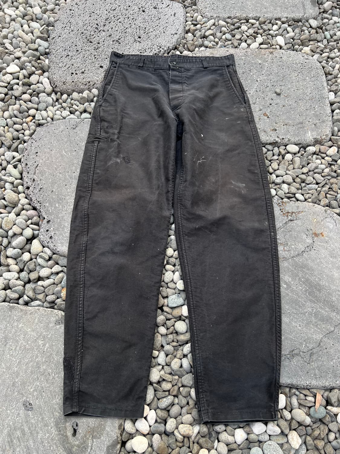(34인치)OLD EURO BLACK MOLESKIN 블랙몰스킨워크팬츠 상품이미지1