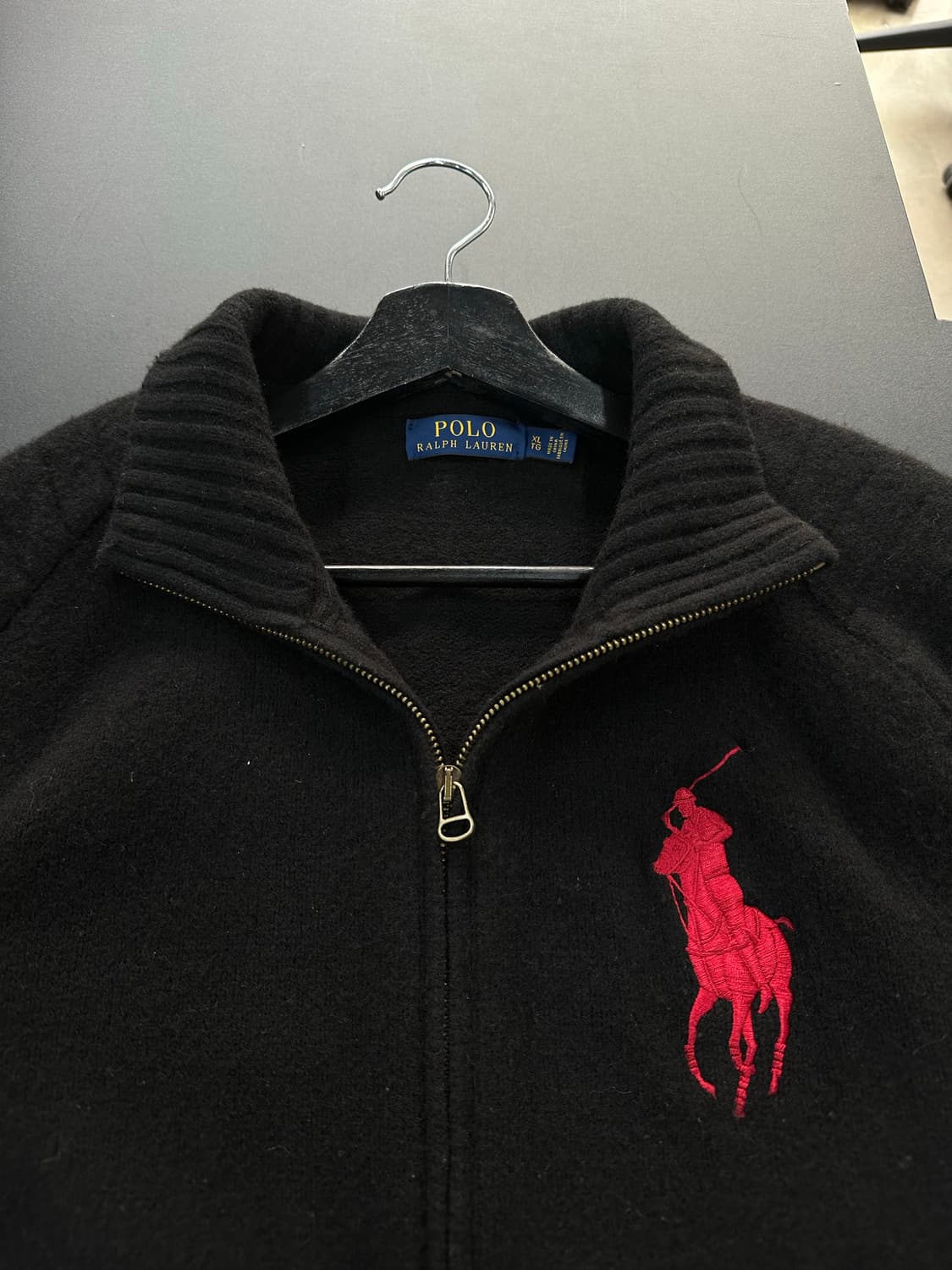 폴로랄프로렌 빅포니 넘버링 암패치 램스울 니트집업 상품이미지6