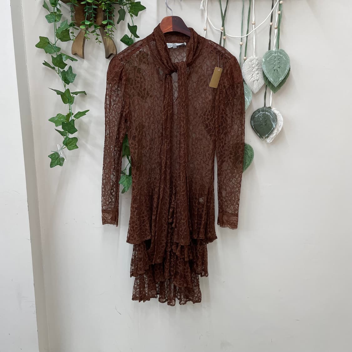 브라운 풀 레이스 레이어드용 원피스  상품이미지1