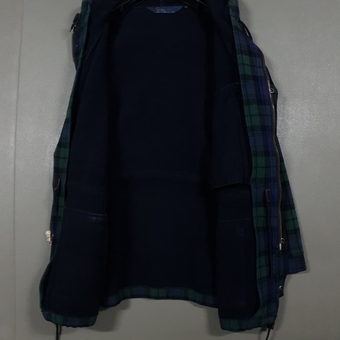 실측 XL) 폴로 랄프로렌 90s 블랙와치 타탄체크 울 코트 후드 자켓 상품이미지8