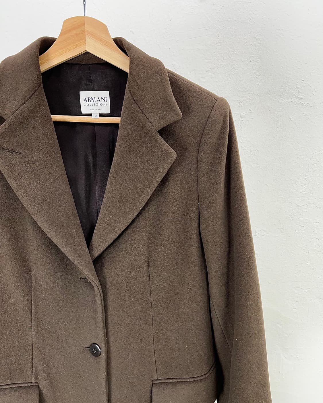 아르마니 꼴레지오니 다크 브라운 테일러드 울 롱 코트 상품이미지3