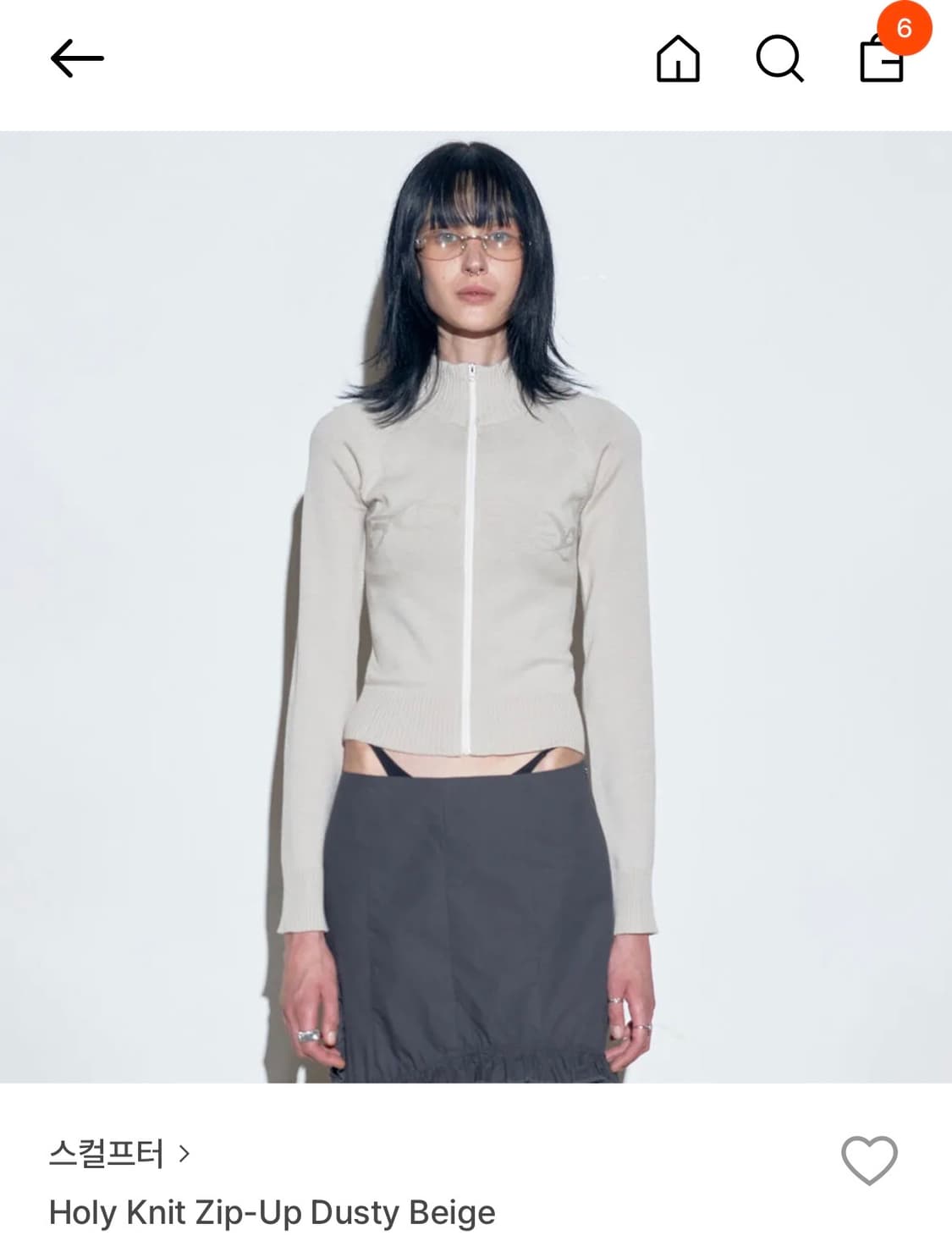 M사이즈 스컬프터 홀리 니트집업 더스티베이지 상품이미지4