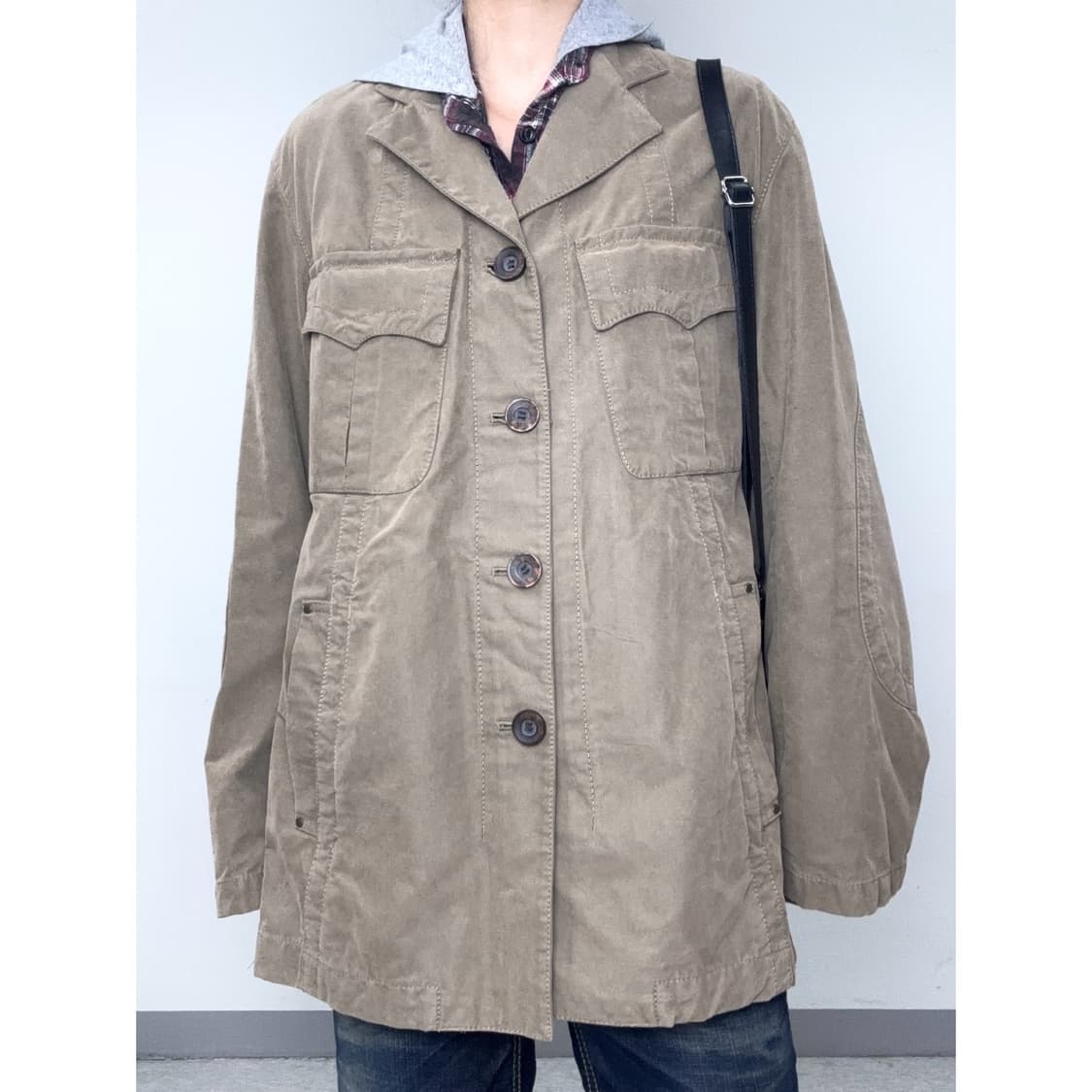 빈티지 베이지 브라운 오버핏 자켓 상품이미지1