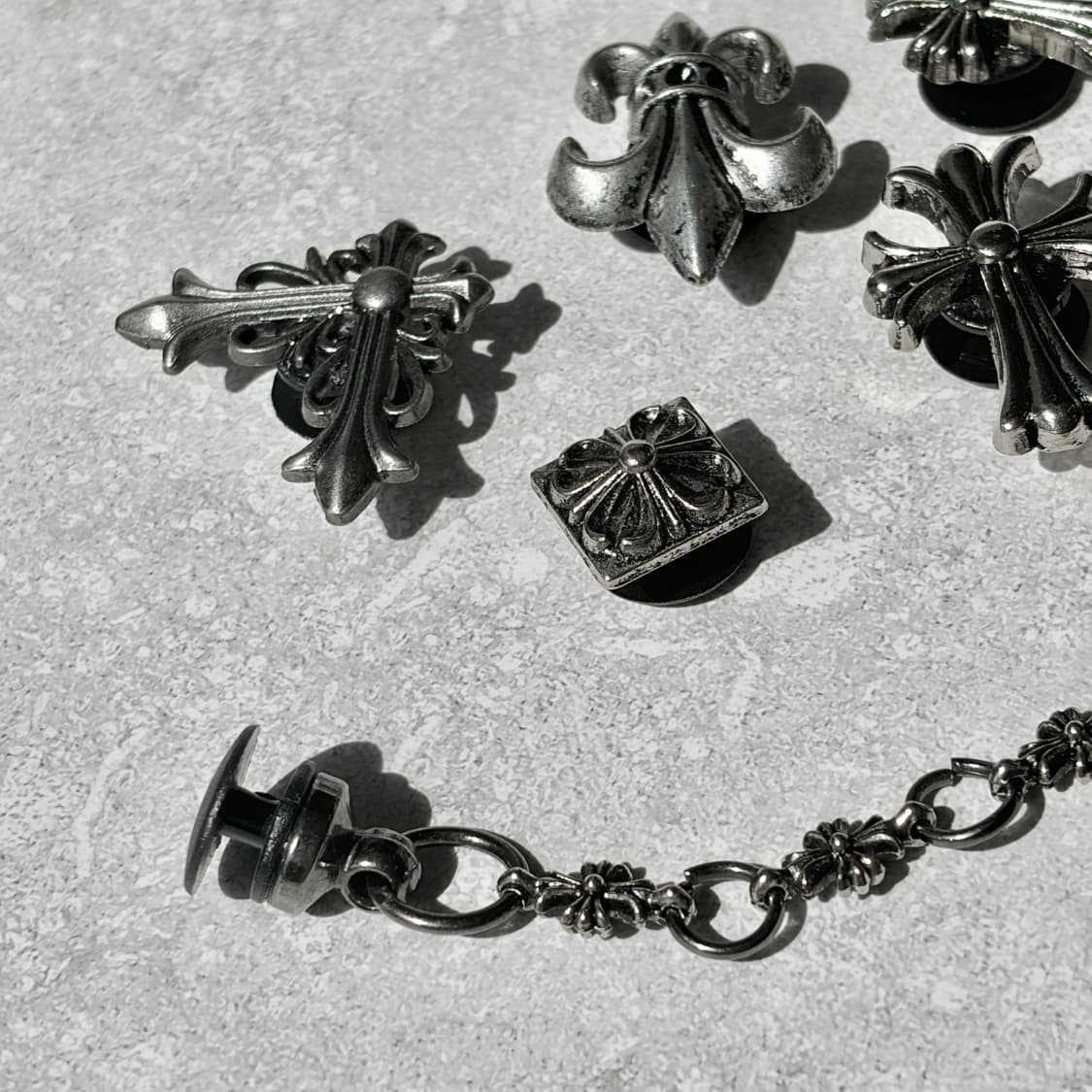 Oribell (7개 세트) 크롬 빈티지 크로스 버클 크록스 지비츠 상품이미지7