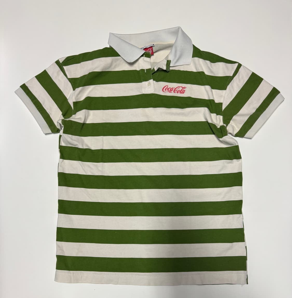 자라 X 코카콜라 스트라이프 럭비 반팔 카라티 L 그린 상품이미지1