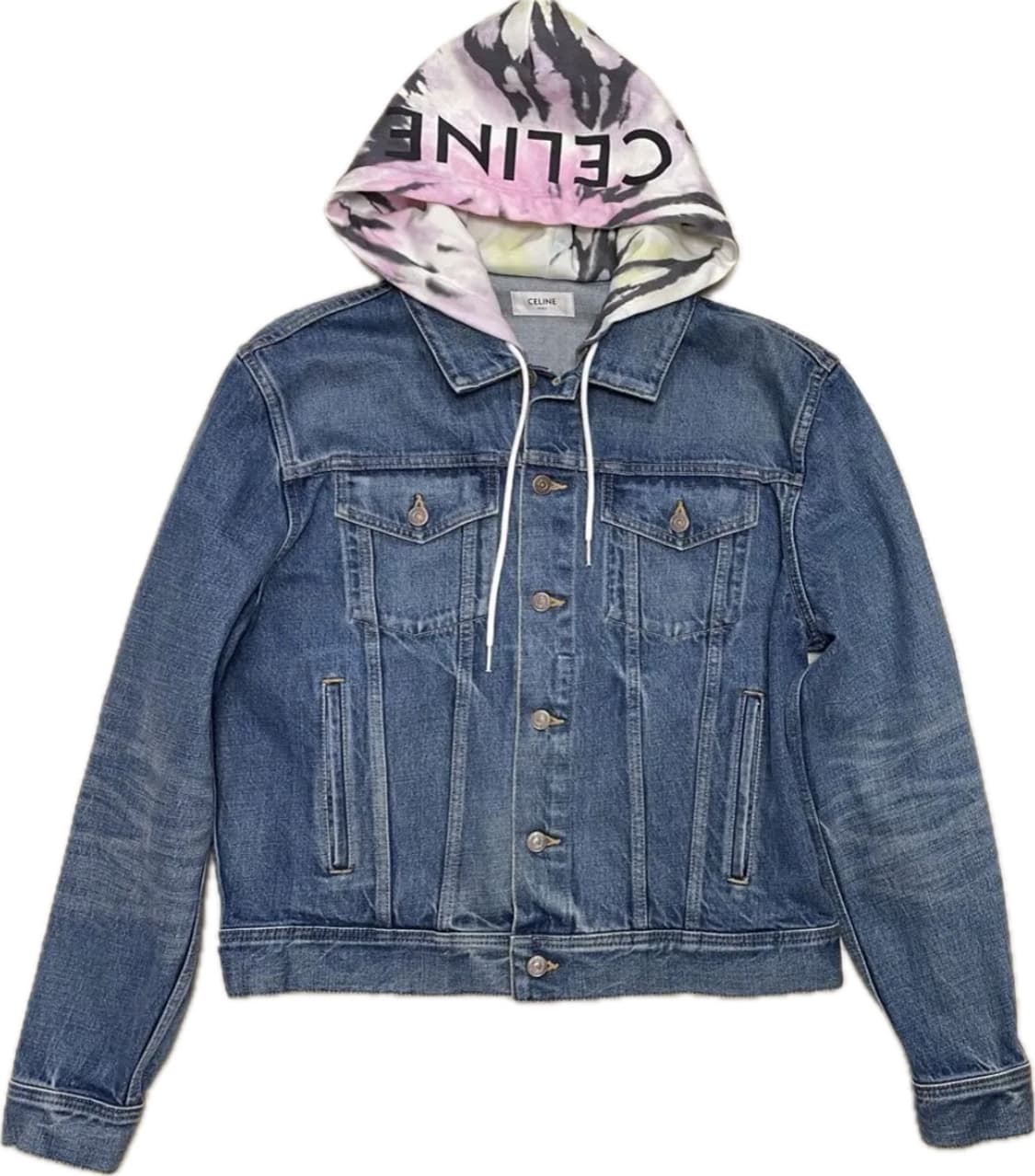 23FW 셀린느 남성 자켓 트러커 멀티 로고 후드 데님 블루  상품이미지1