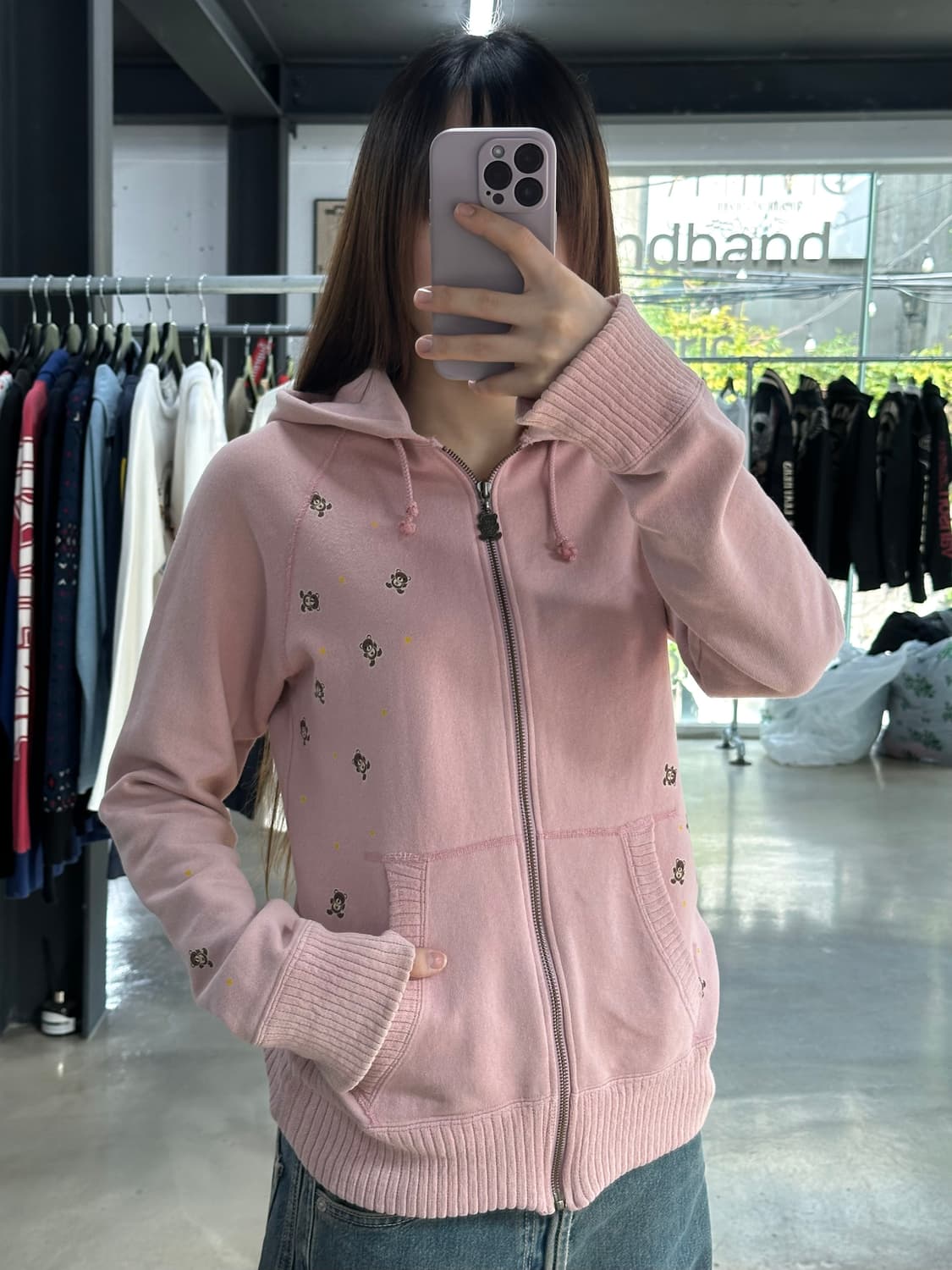 히스테릭글래머 스타퍽베어 딸기라떼 y2k 니트후드집업 상품이미지5