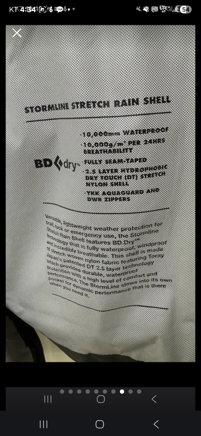 블랙다이아몬드 Stormline 레인쉘 자켓 M 상품이미지8